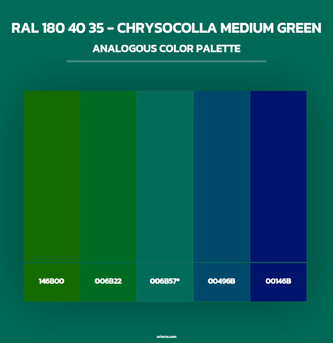 RAL 180 40 35 - Chrysocolla Medium Green - Analogous Color Palette