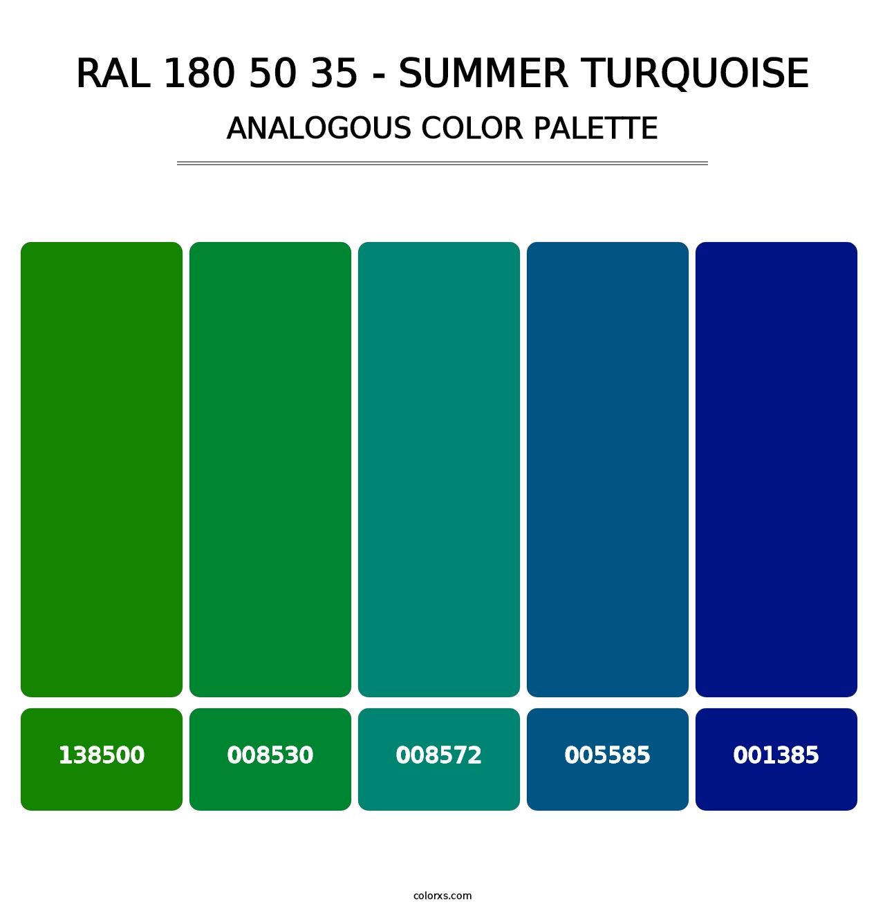 RAL 180 50 35 - Summer Turquoise - Analogous Color Palette