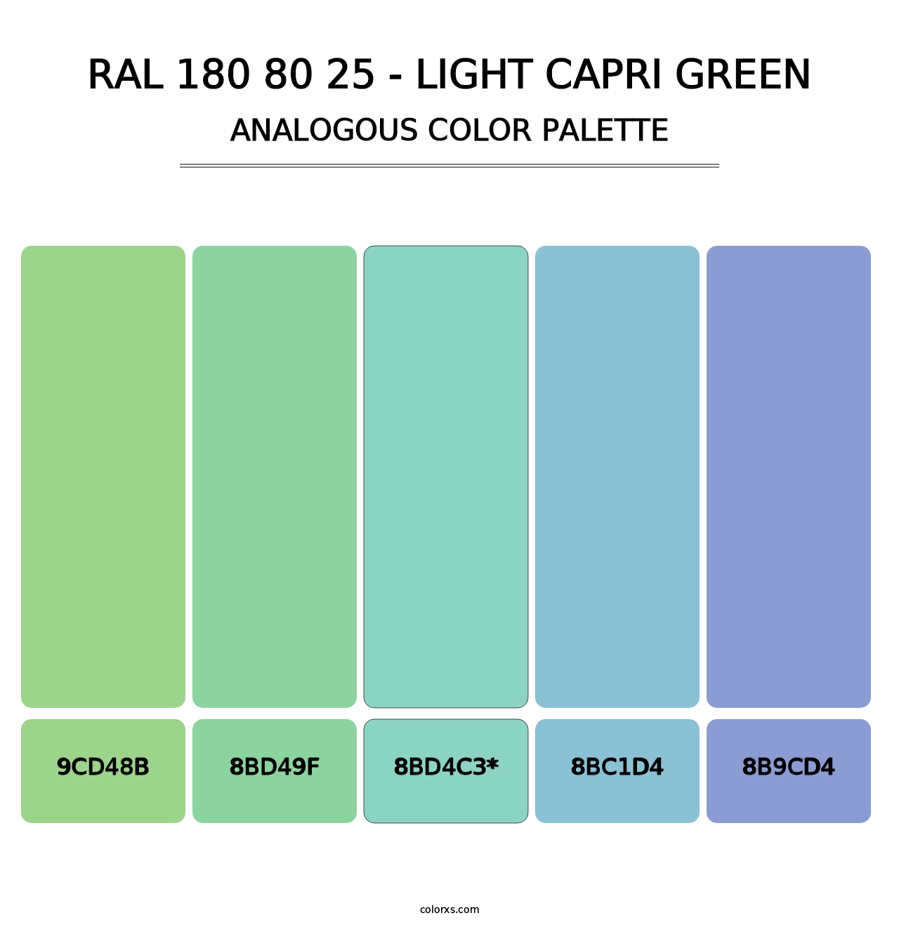 RAL 180 80 25 - Light Capri Green - Analogous Color Palette