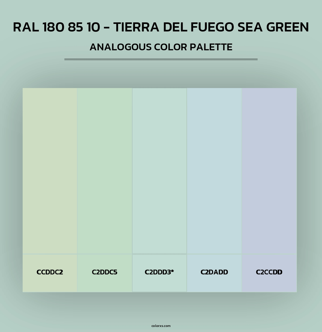 RAL 180 85 10 - Tierra Del Fuego Sea Green - Analogous Color Palette