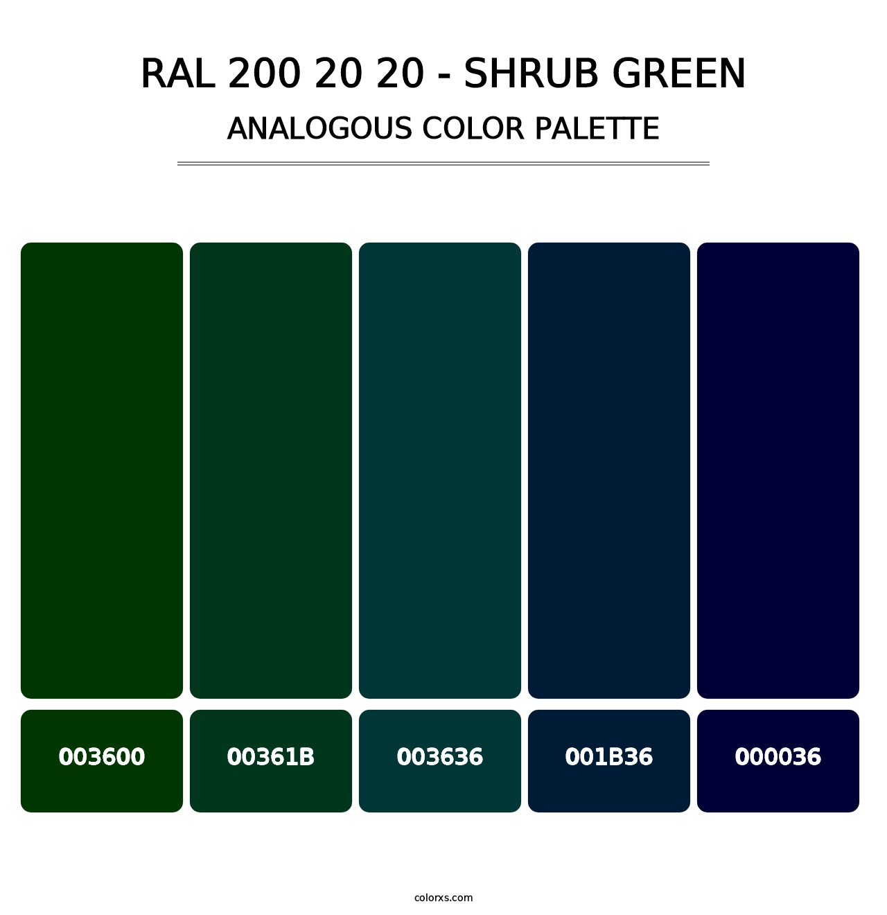 RAL 200 20 20 - Shrub Green - Analogous Color Palette