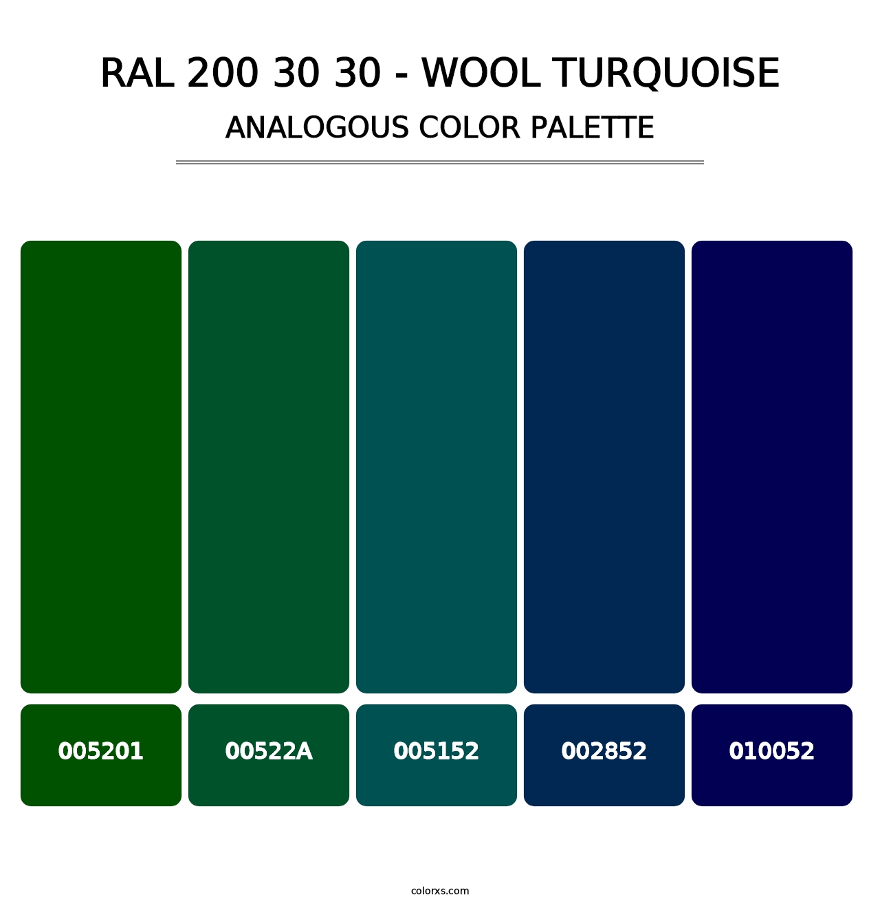 RAL 200 30 30 - Wool Turquoise - Analogous Color Palette