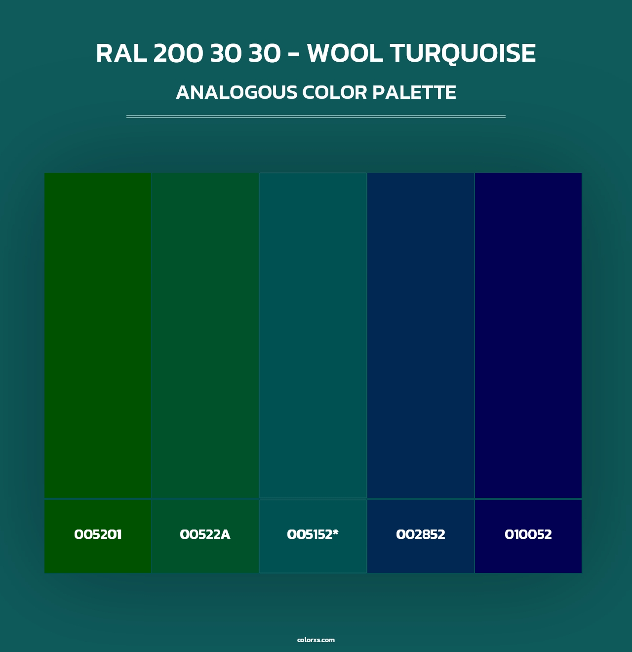 RAL 200 30 30 - Wool Turquoise - Analogous Color Palette