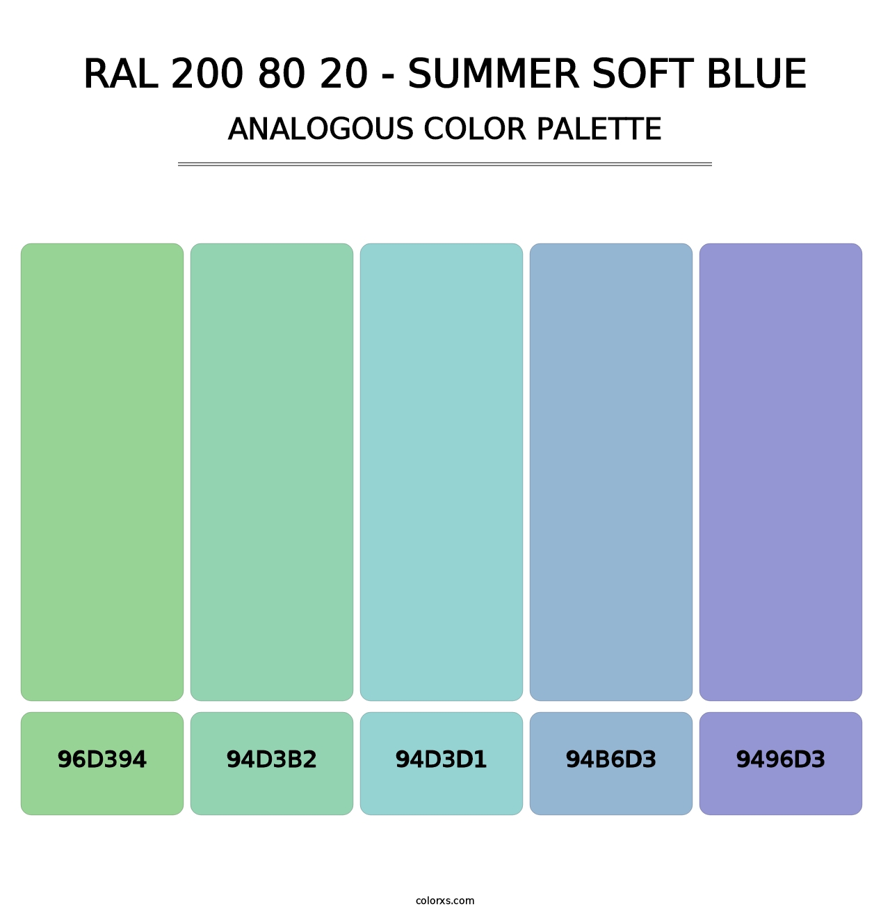 RAL 200 80 20 - Summer Soft Blue - Analogous Color Palette