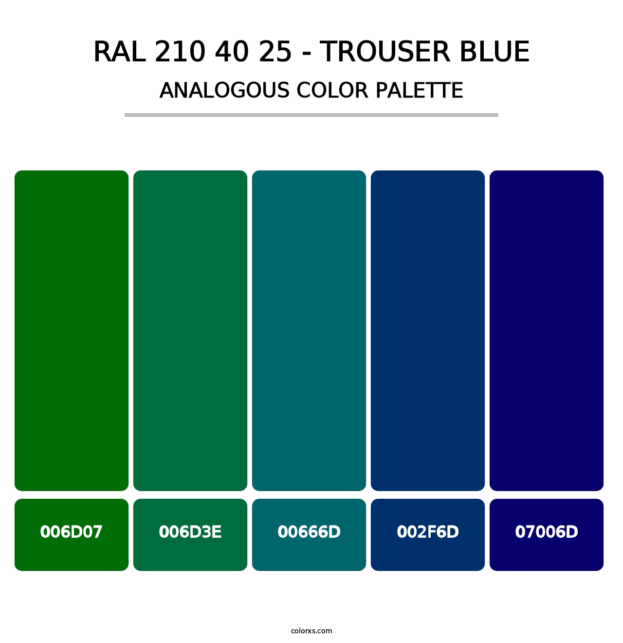 RAL 210 40 25 - Trouser Blue - Analogous Color Palette