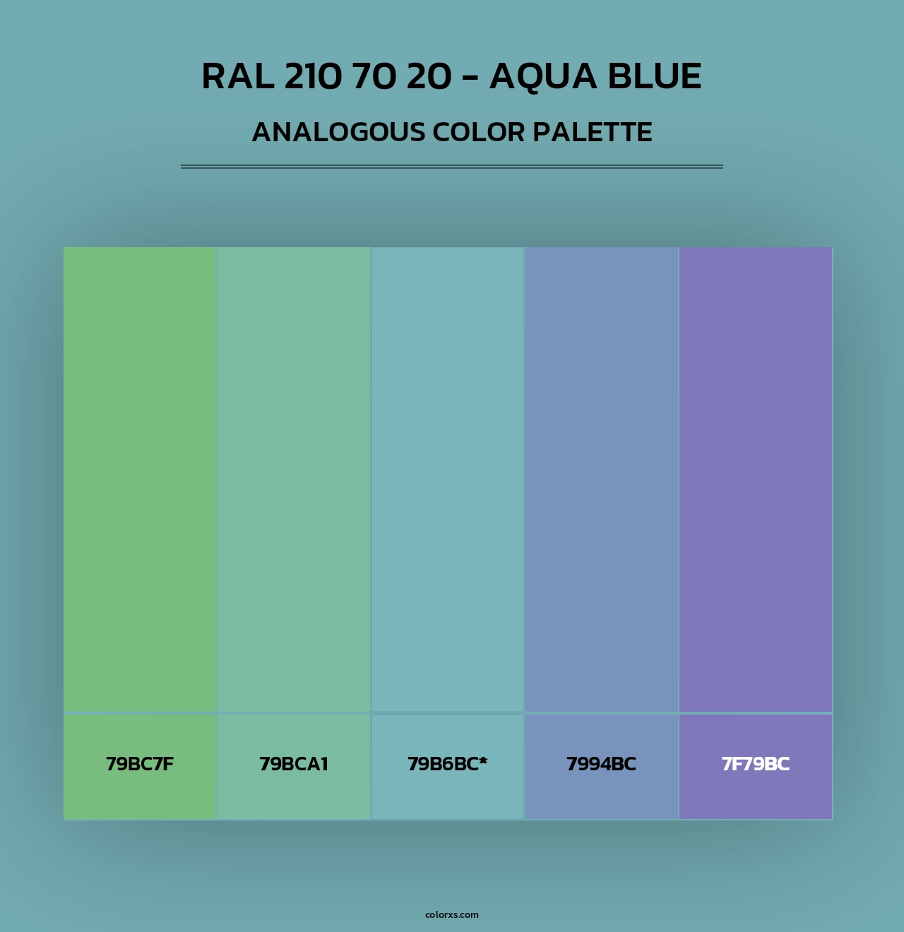 RAL 210 70 20 - Aqua Blue - Analogous Color Palette