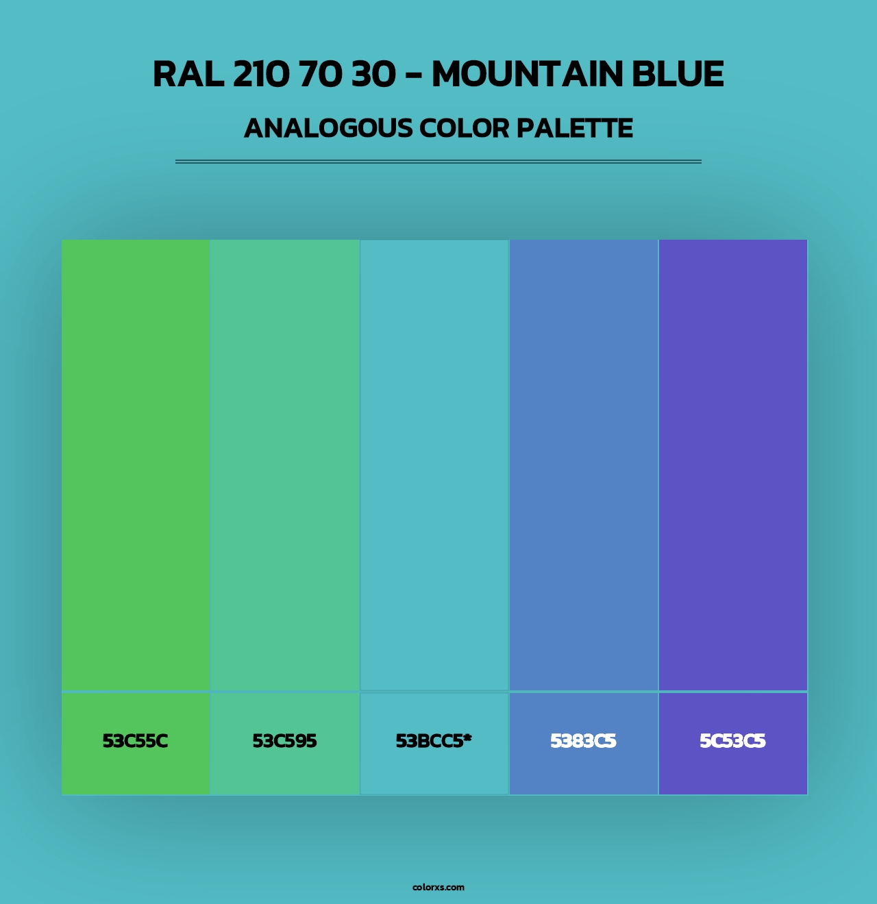 RAL 210 70 30 - Mountain Blue - Analogous Color Palette