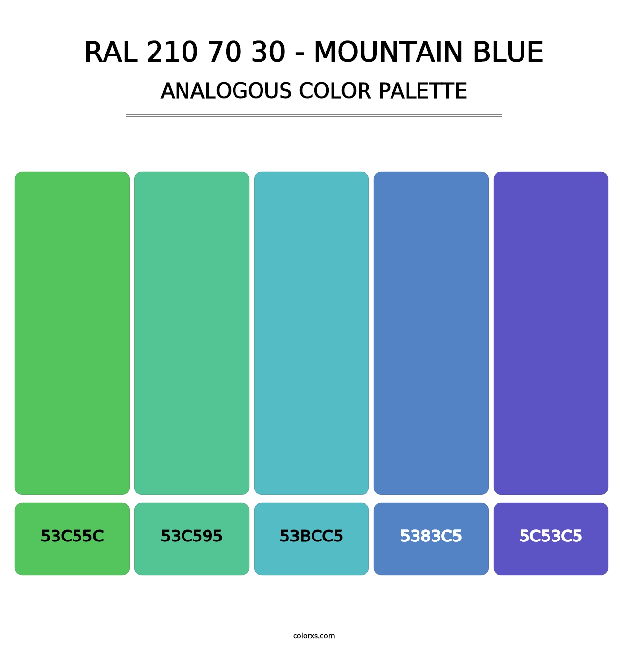 RAL 210 70 30 - Mountain Blue - Analogous Color Palette