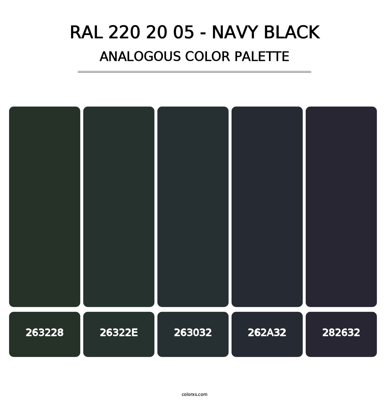 RAL 220 20 05 - Navy Black - Analogous Color Palette