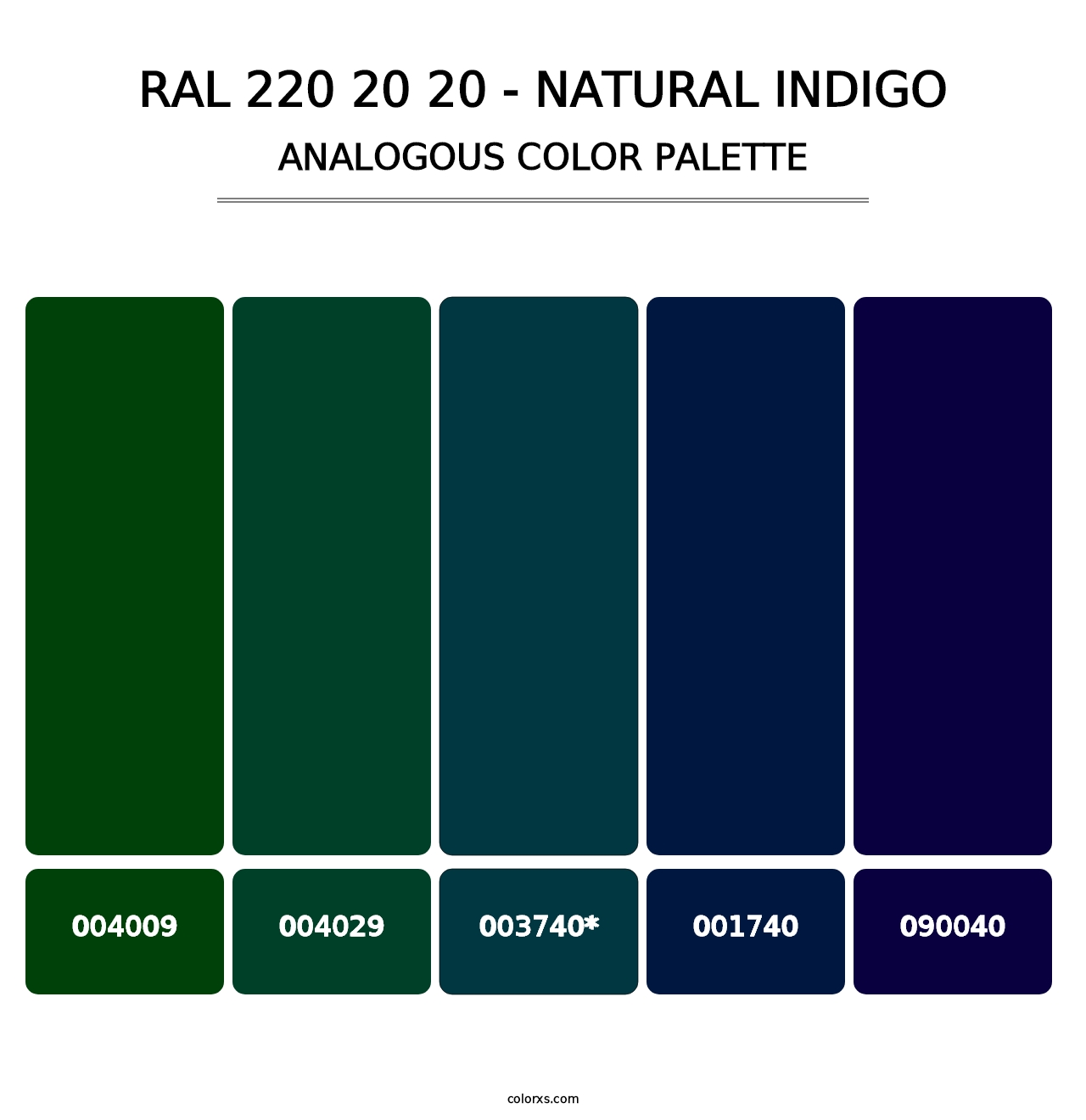 RAL 220 20 20 - Natural Indigo - Analogous Color Palette