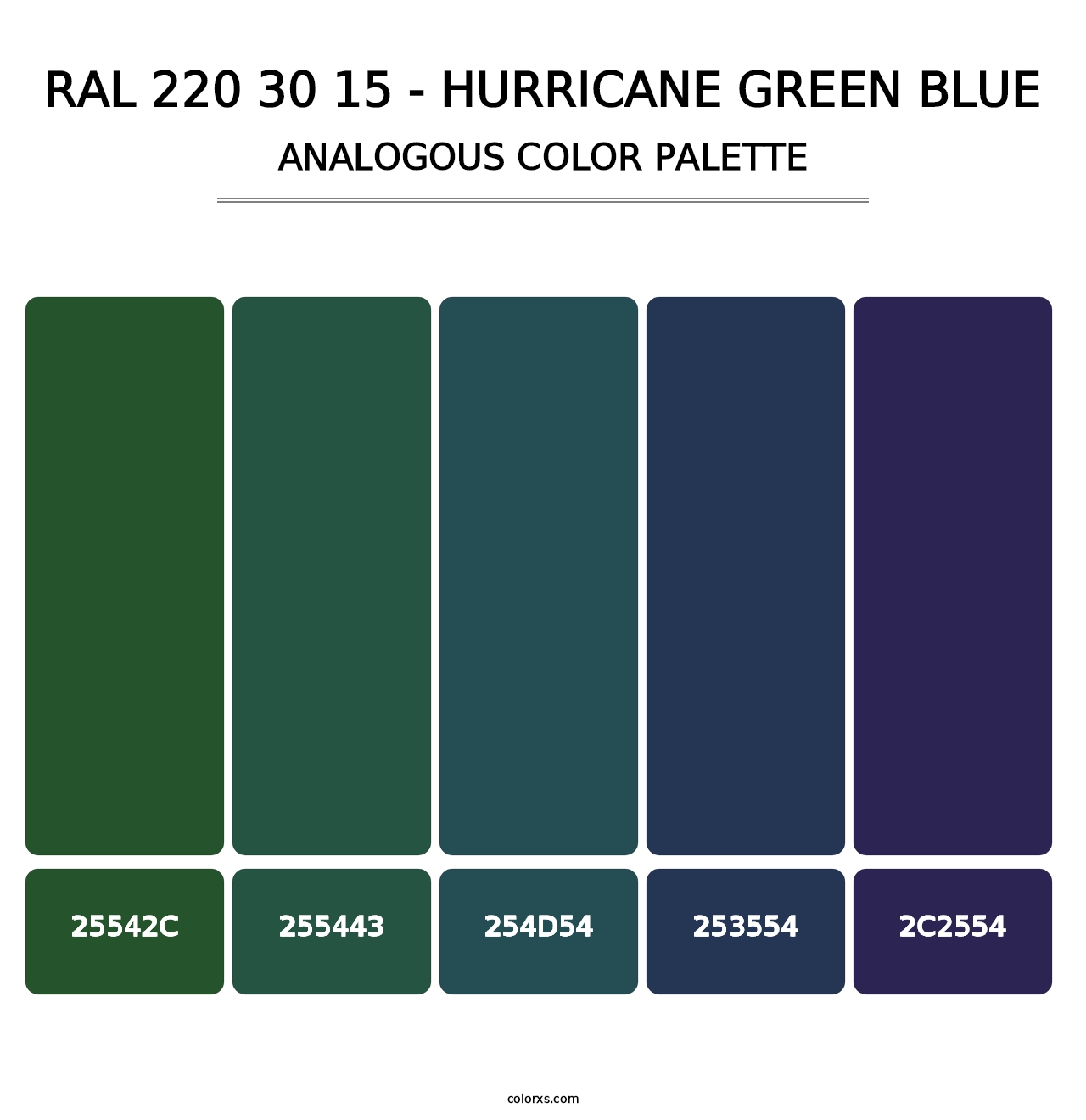 RAL 220 30 15 - Hurricane Green Blue - Analogous Color Palette