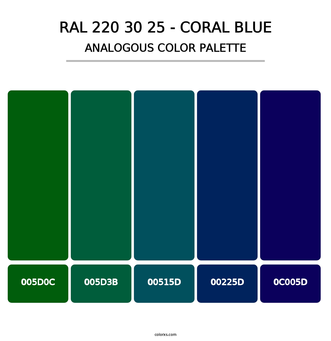 RAL 220 30 25 - Coral Blue - Analogous Color Palette