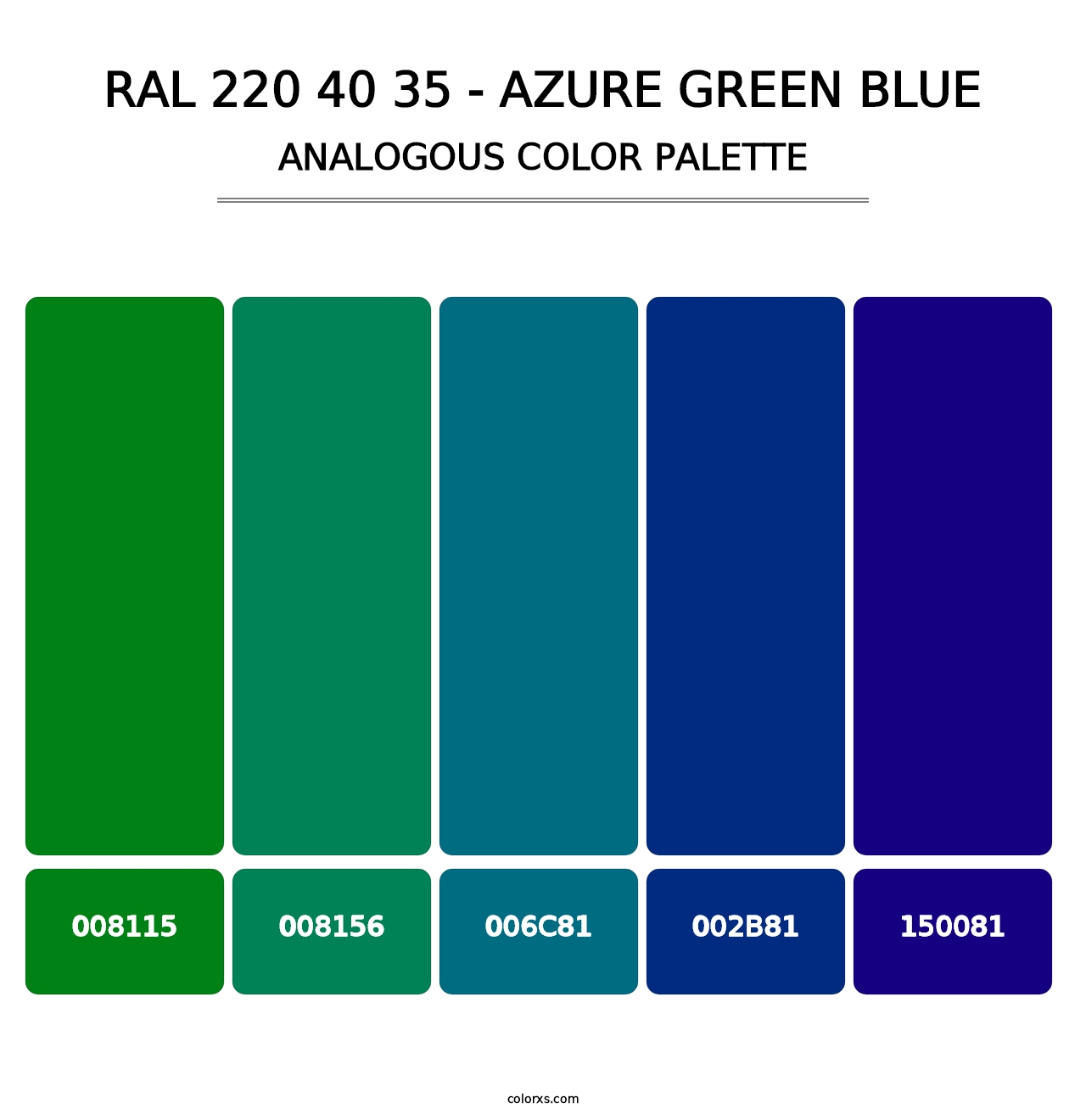 RAL 220 40 35 - Azure Green Blue - Analogous Color Palette
