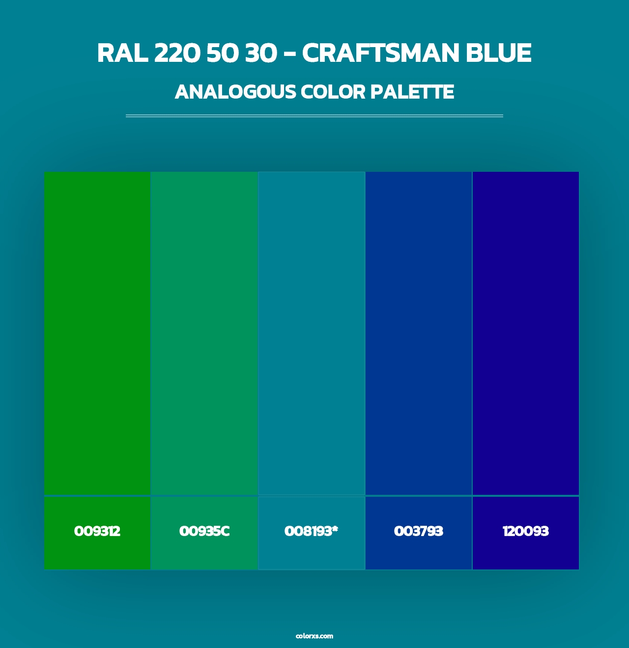 RAL 220 50 30 - Craftsman Blue - Analogous Color Palette