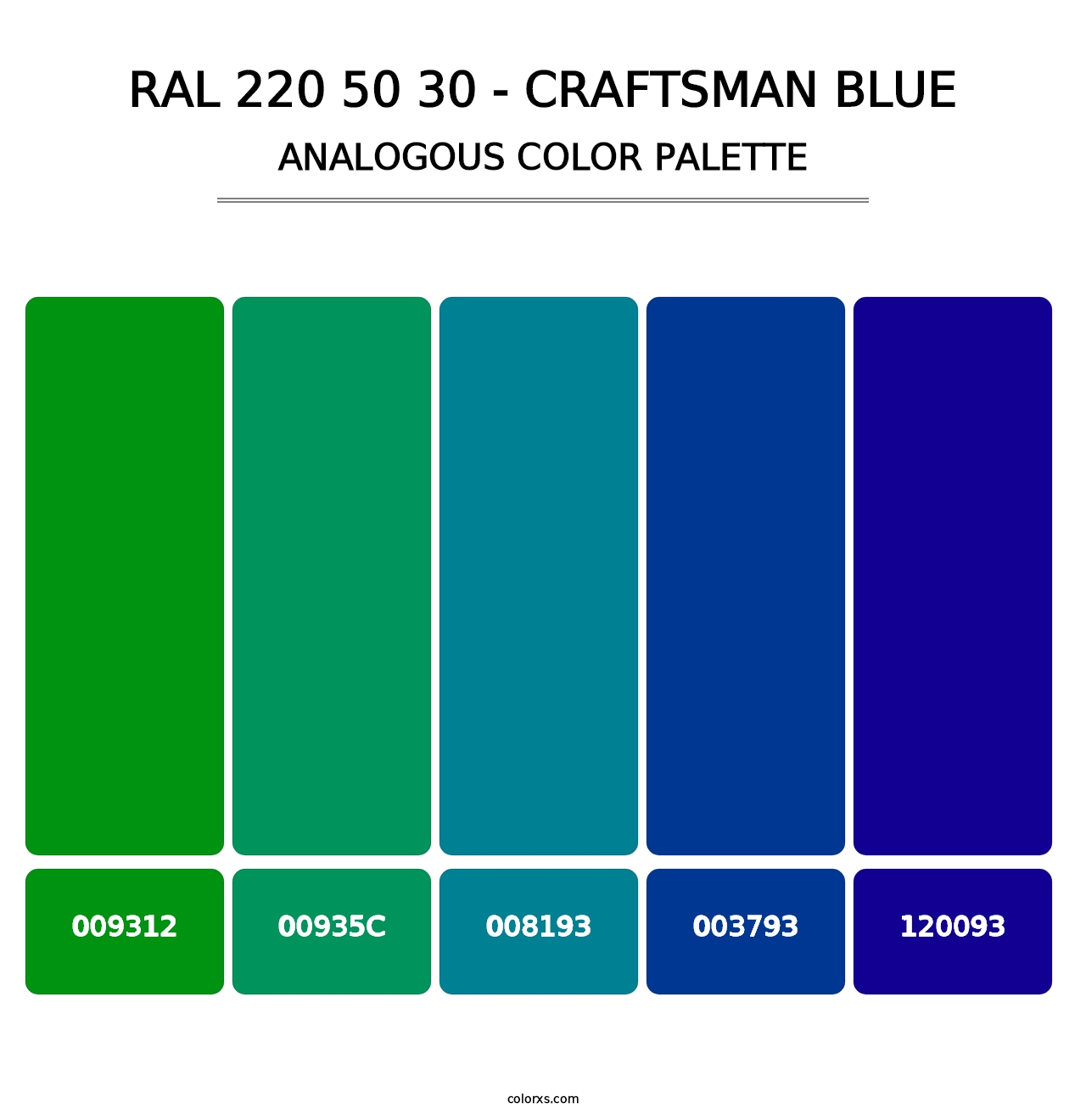 RAL 220 50 30 - Craftsman Blue - Analogous Color Palette