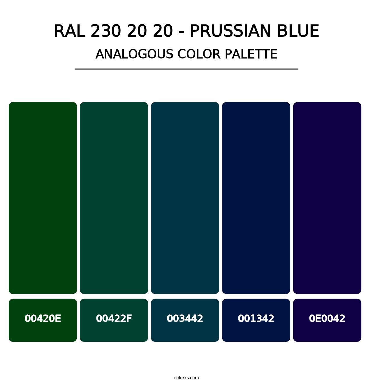 RAL 230 20 20 - Prussian Blue - Analogous Color Palette