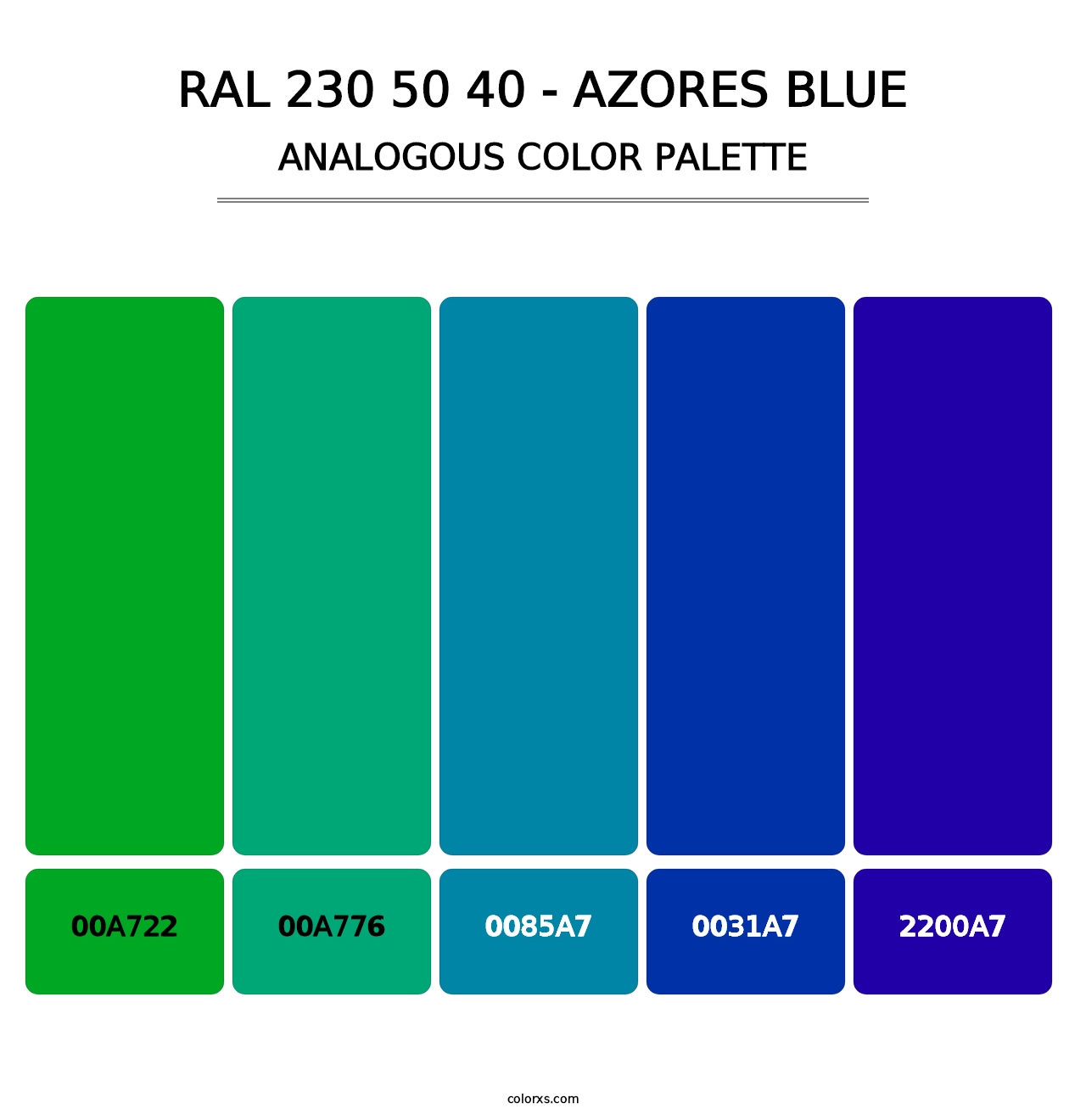 RAL 230 50 40 - Azores Blue - Analogous Color Palette