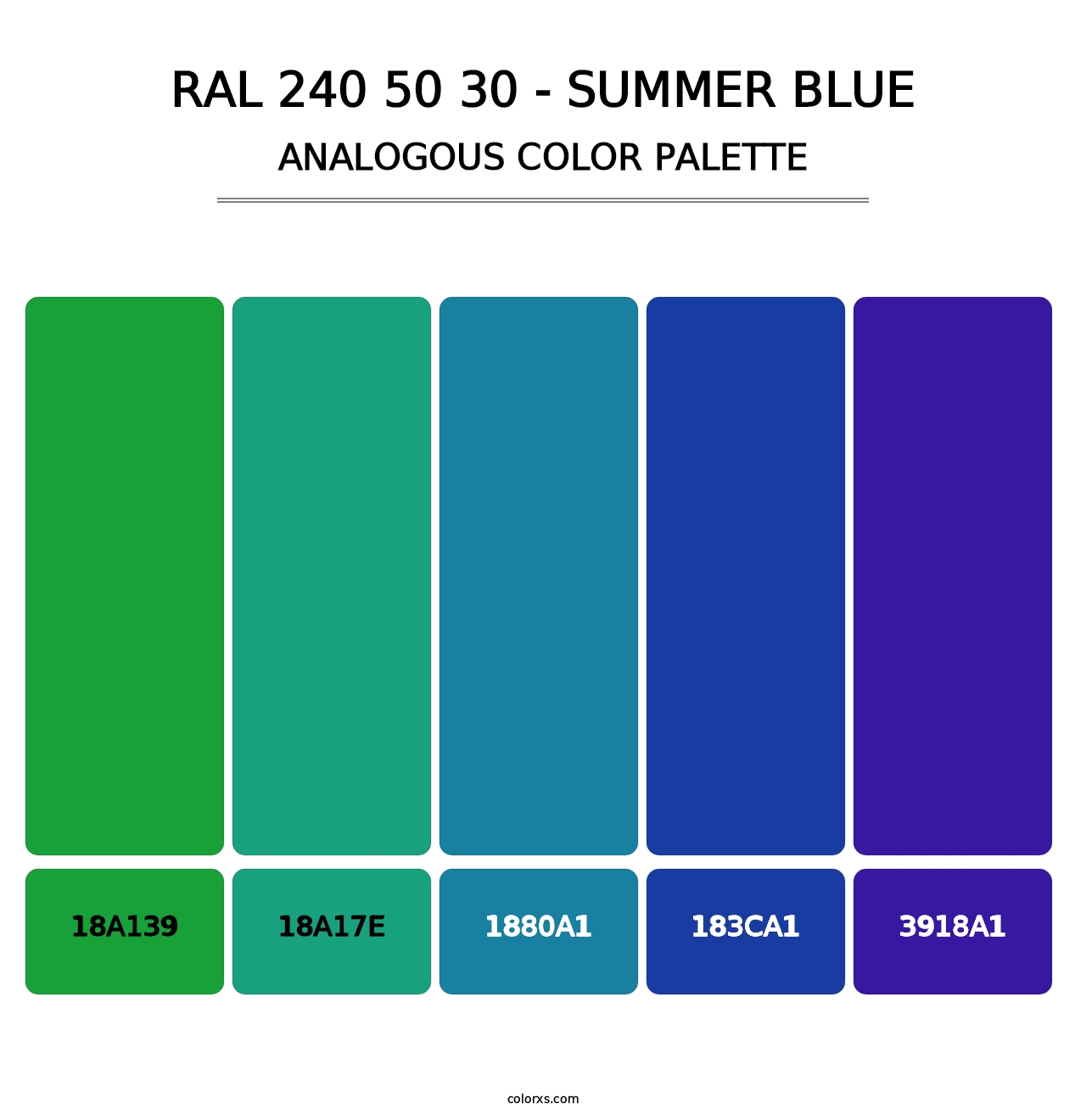 RAL 240 50 30 - Summer Blue - Analogous Color Palette