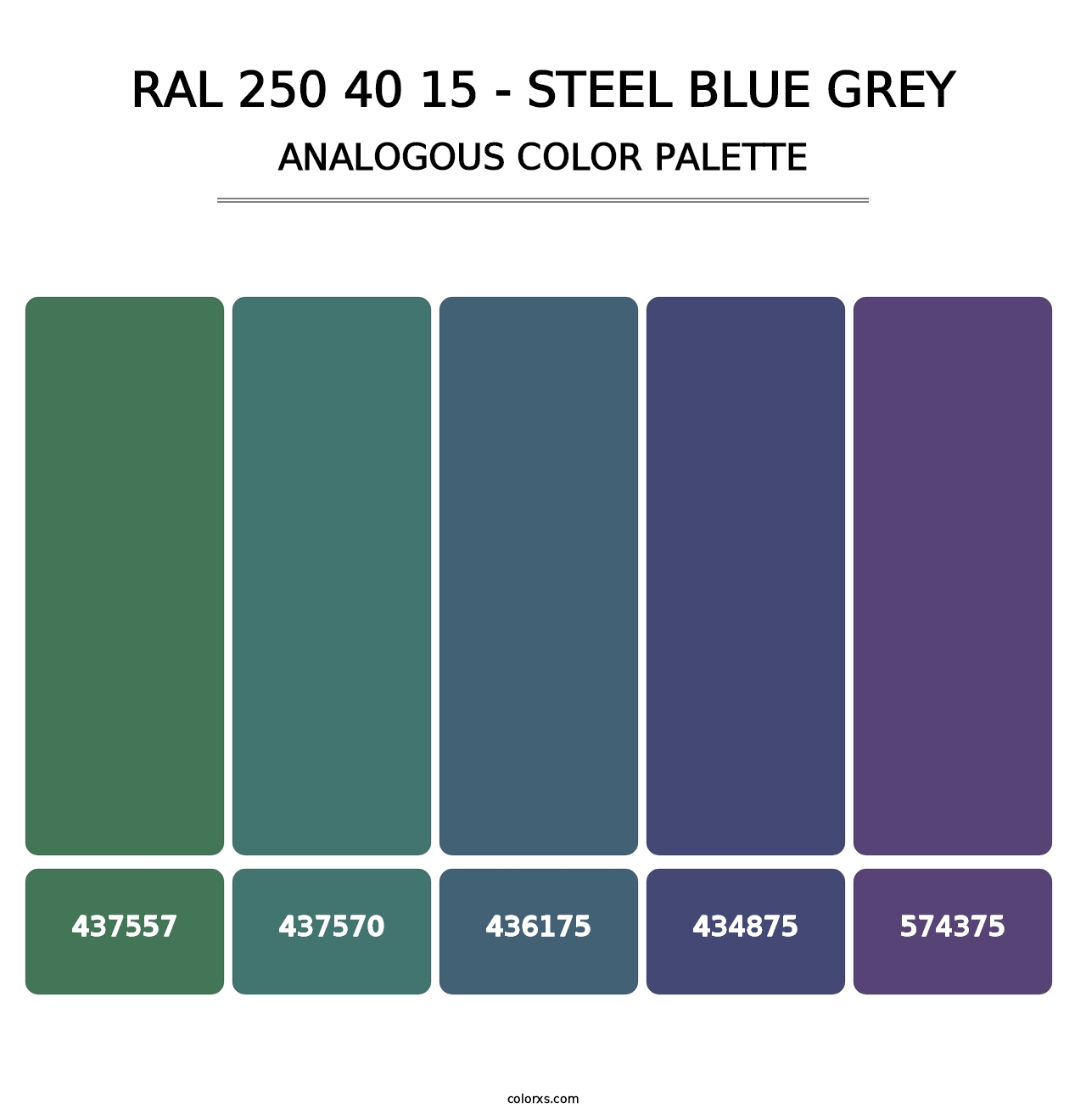 RAL 250 40 15 - Steel Blue Grey - Analogous Color Palette