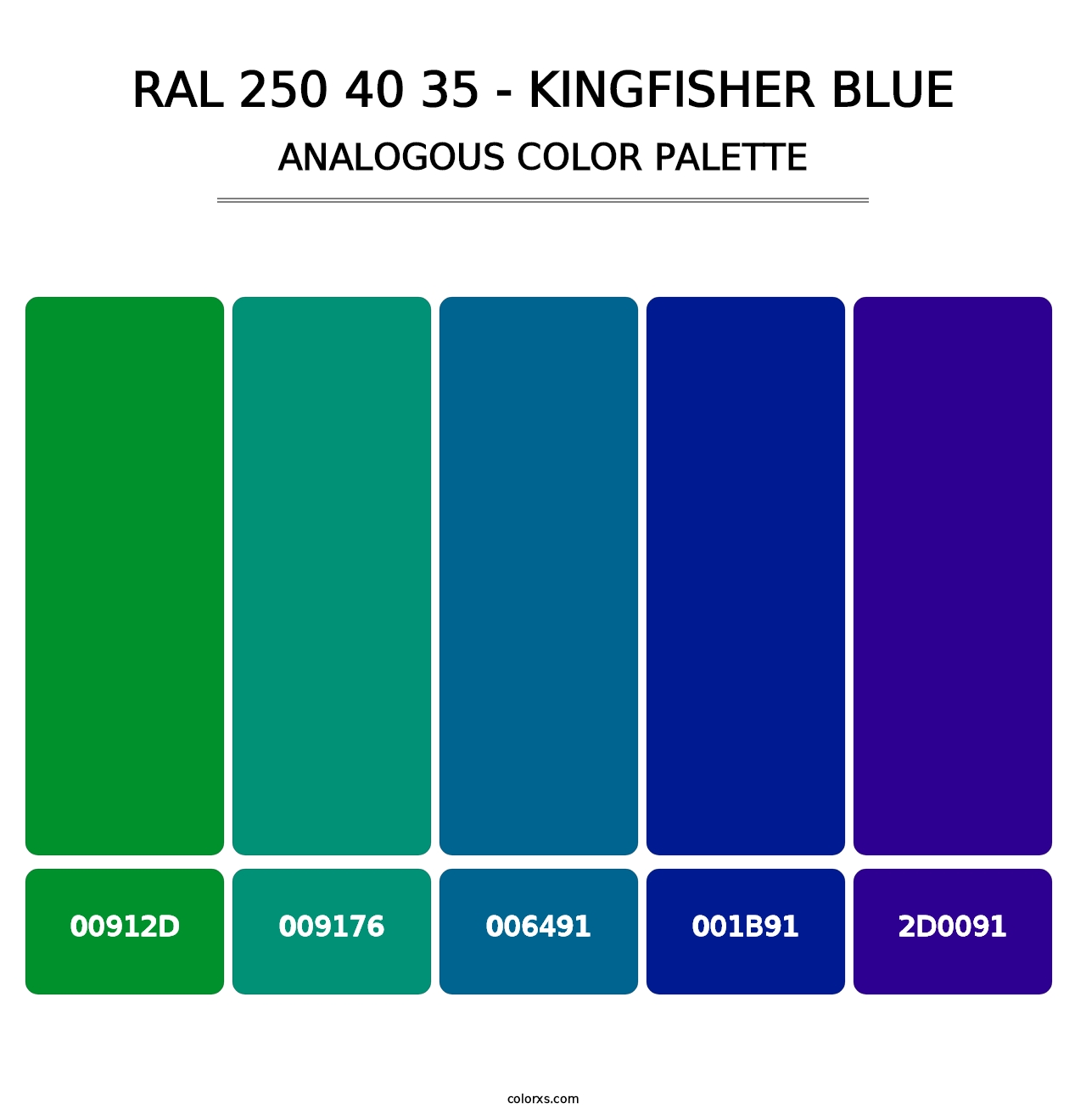 RAL 250 40 35 - Kingfisher Blue - Analogous Color Palette