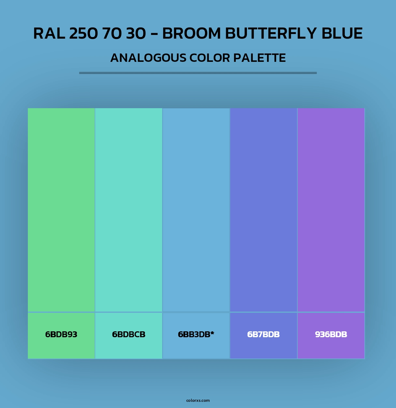 RAL 250 70 30 - Broom Butterfly Blue - Analogous Color Palette