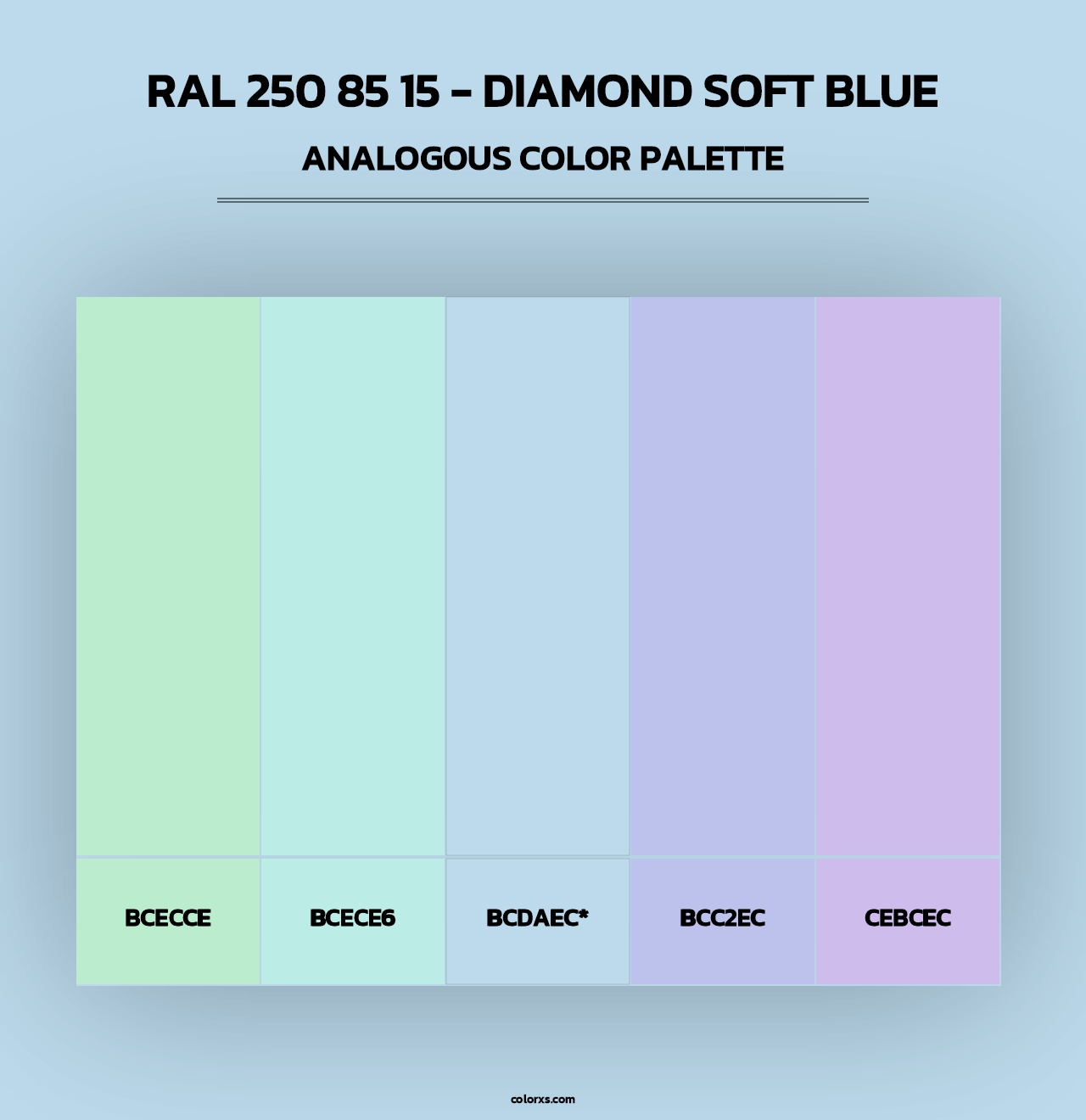 RAL 250 85 15 - Diamond Soft Blue - Analogous Color Palette