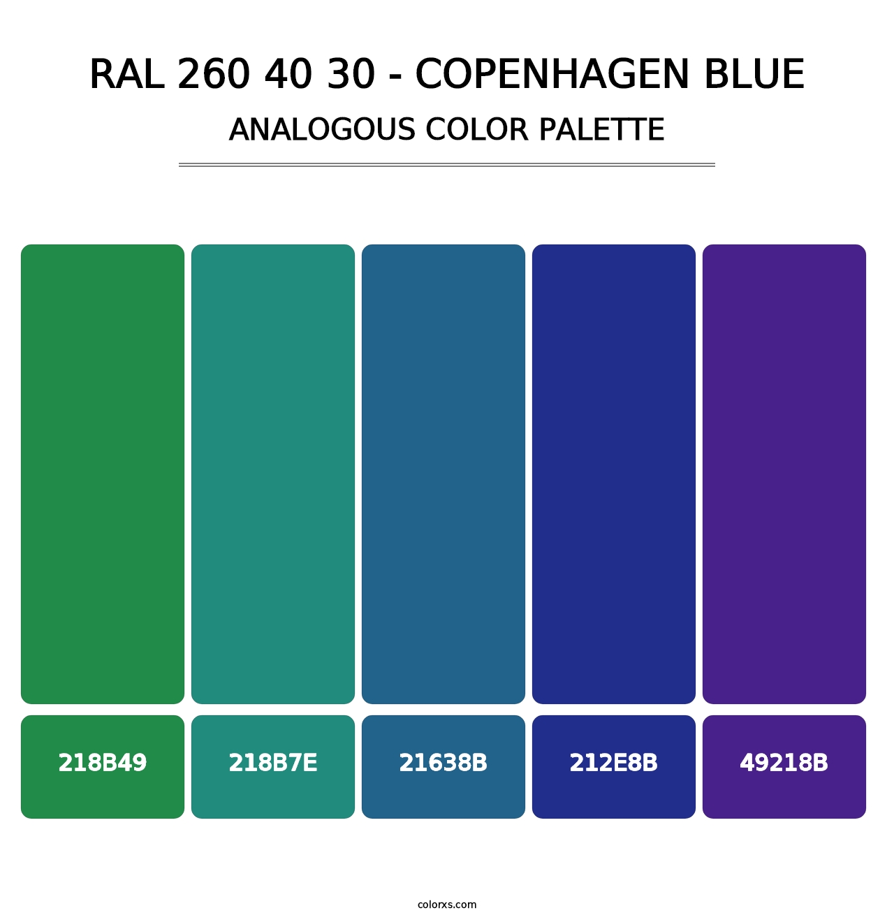 RAL 260 40 30 - Copenhagen Blue - Analogous Color Palette