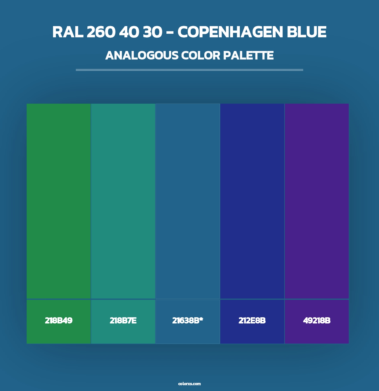 RAL 260 40 30 - Copenhagen Blue - Analogous Color Palette