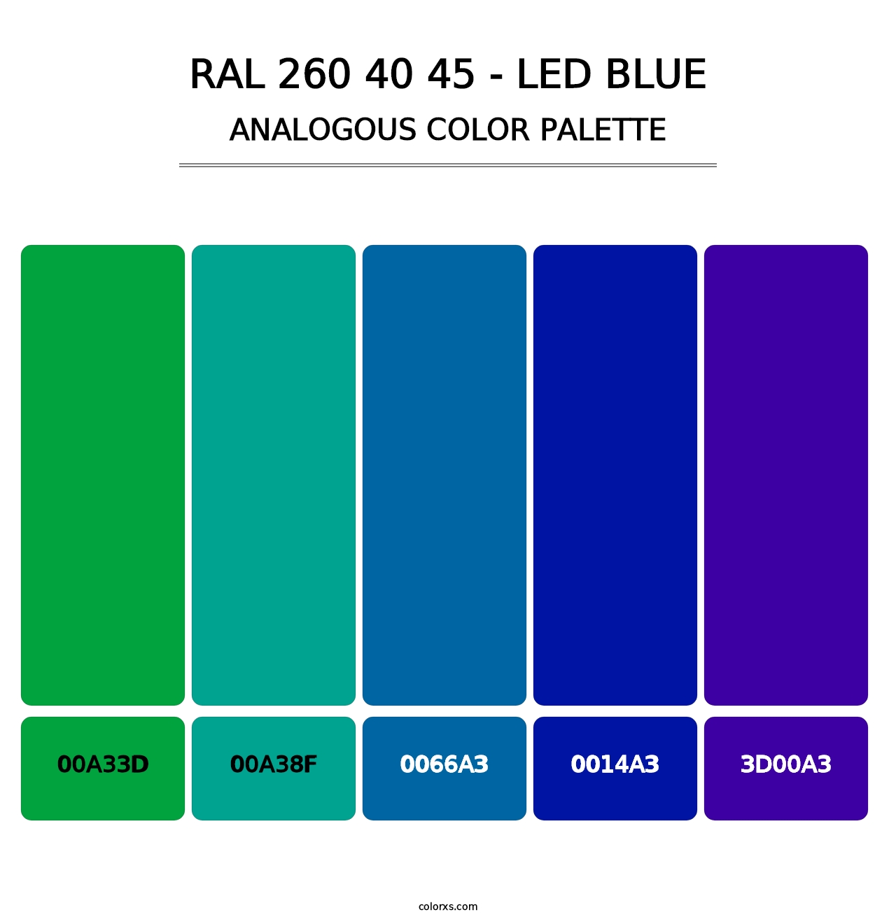 RAL 260 40 45 - LED Blue - Analogous Color Palette