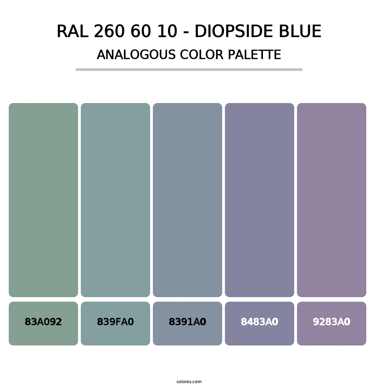 RAL 260 60 10 - Diopside Blue - Analogous Color Palette