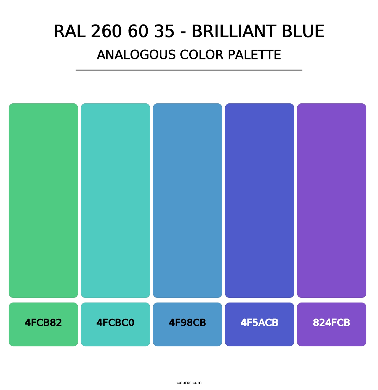 RAL 260 60 35 - Brilliant Blue - Analogous Color Palette