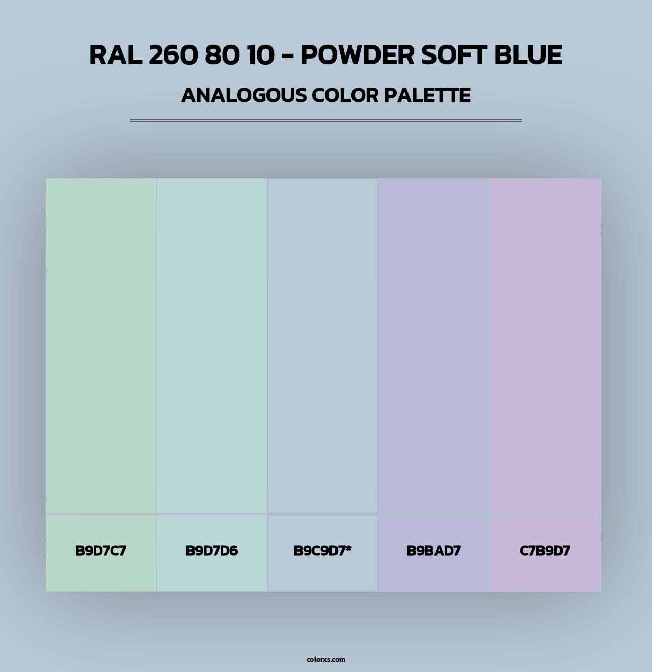 RAL 260 80 10 - Powder Soft Blue - Analogous Color Palette