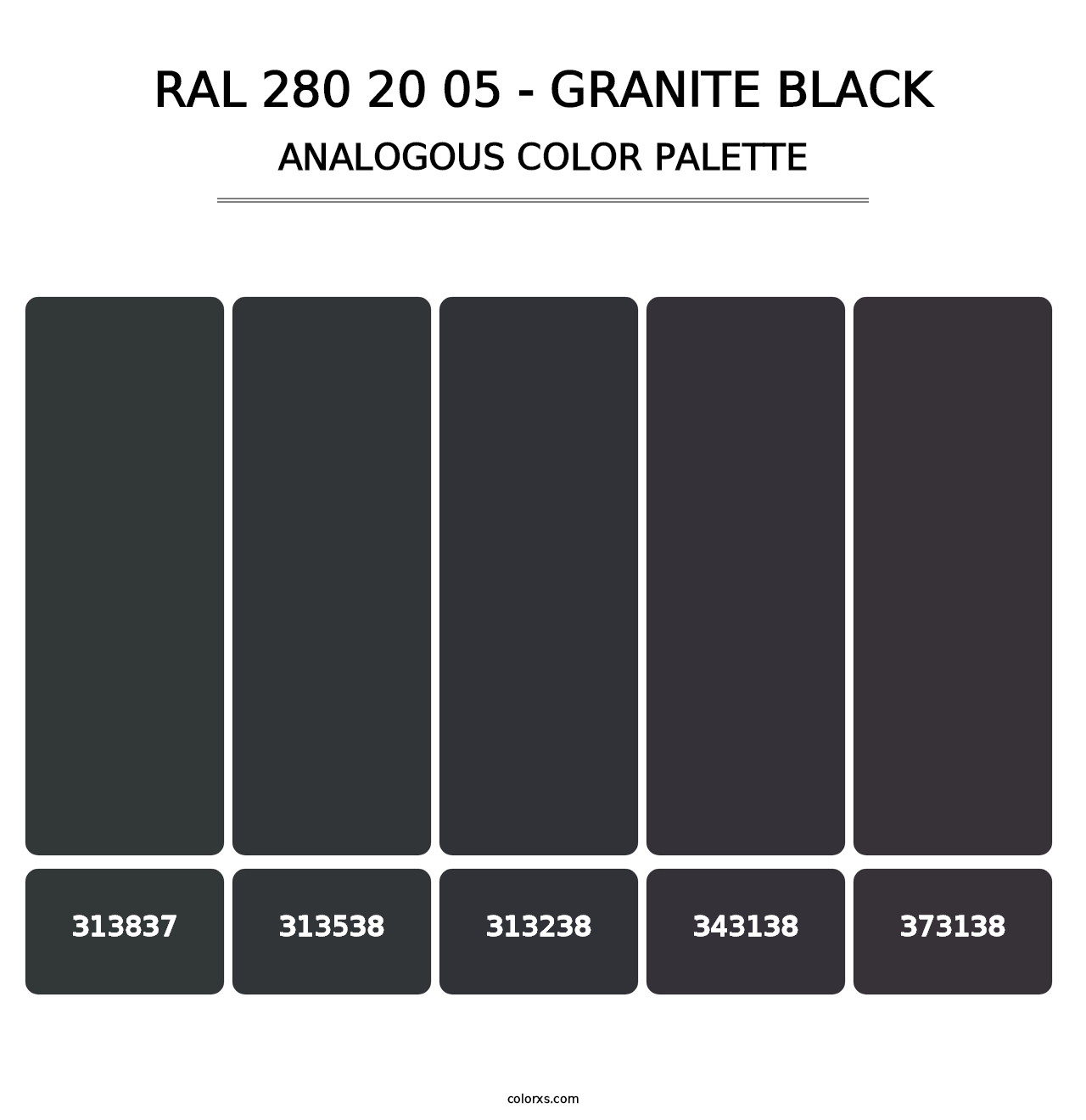 RAL 280 20 05 - Granite Black - Analogous Color Palette