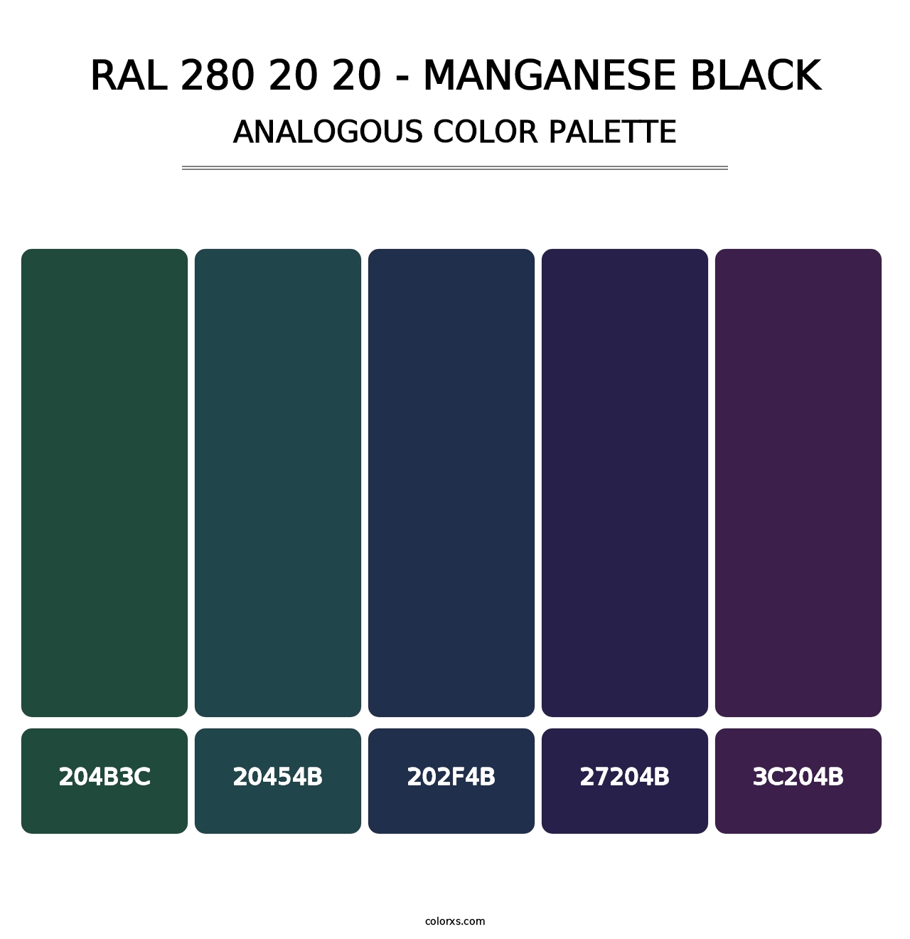 RAL 280 20 20 - Manganese Black - Analogous Color Palette