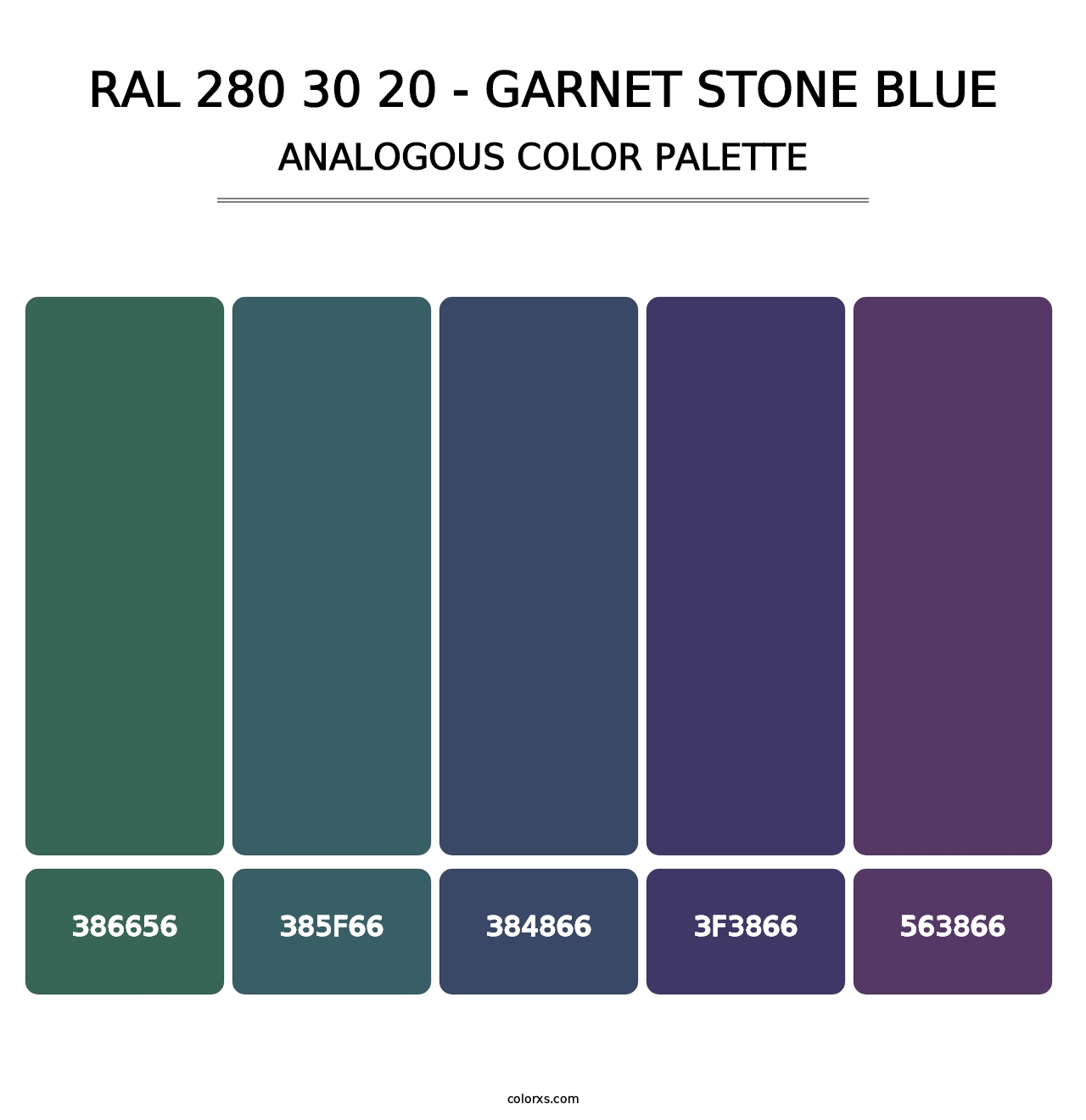 RAL 280 30 20 - Garnet Stone Blue - Analogous Color Palette