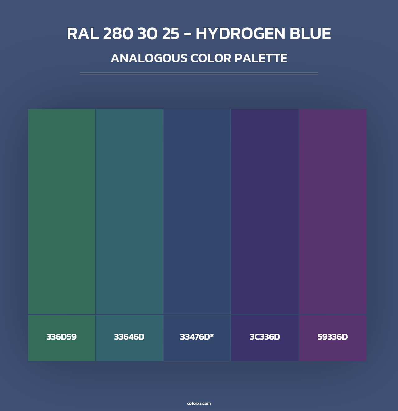 RAL 280 30 25 - Hydrogen Blue - Analogous Color Palette