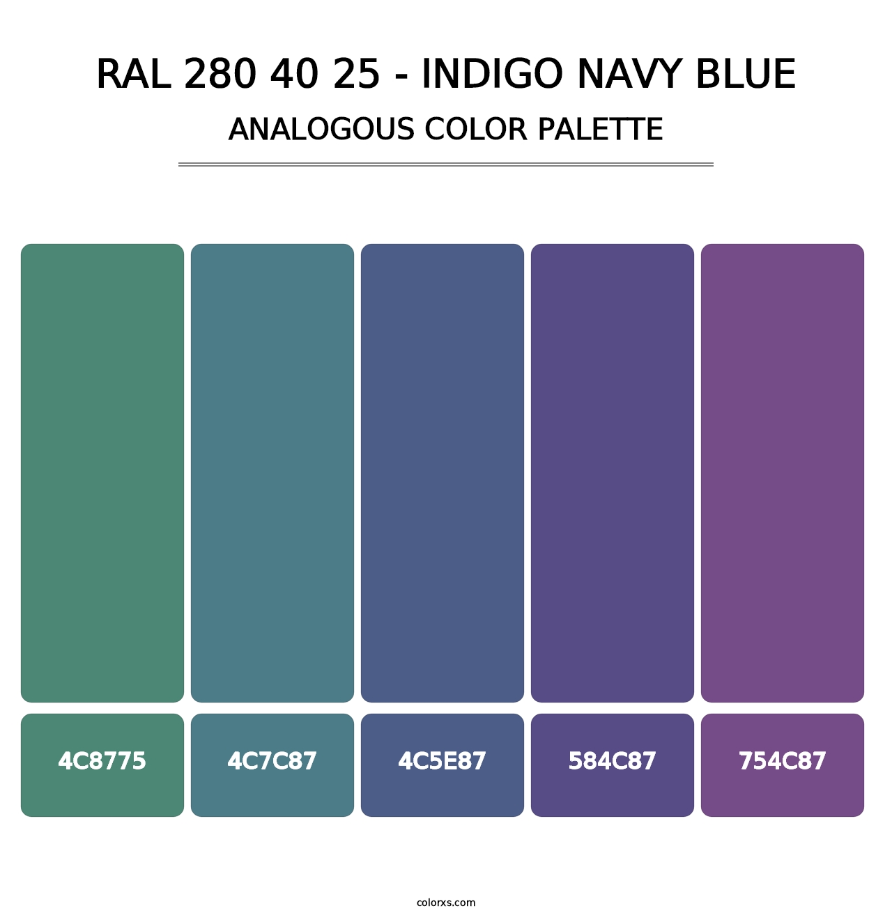 RAL 280 40 25 - Indigo Navy Blue - Analogous Color Palette