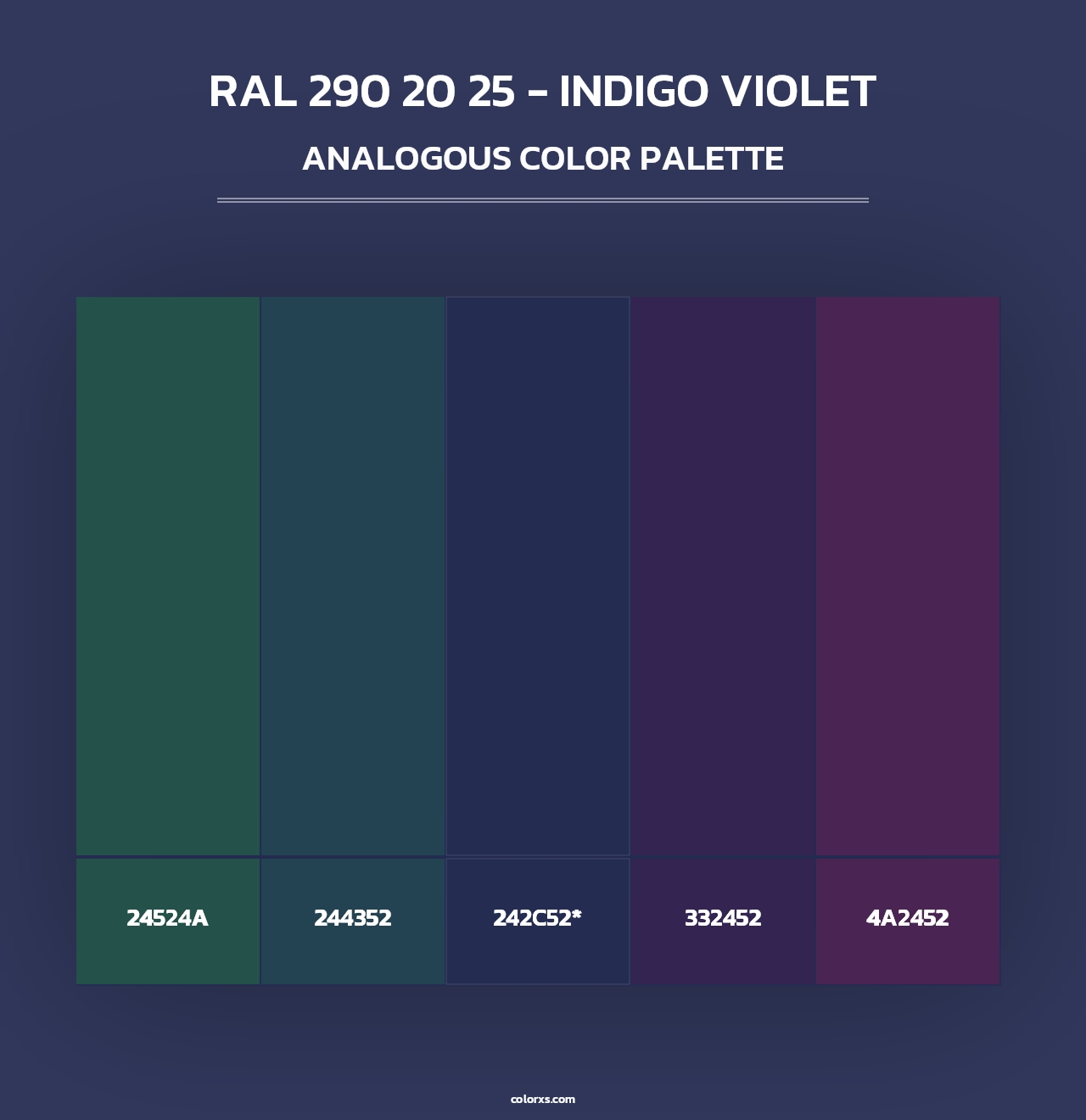 RAL 290 20 25 - Indigo Violet - Analogous Color Palette