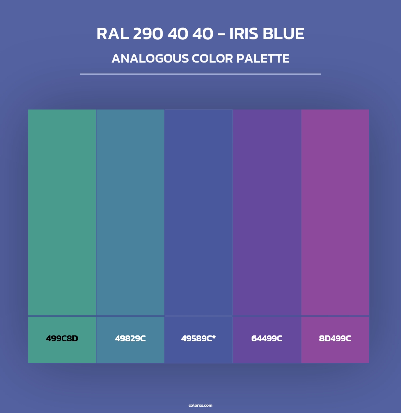 RAL 290 40 40 - Iris Blue - Analogous Color Palette