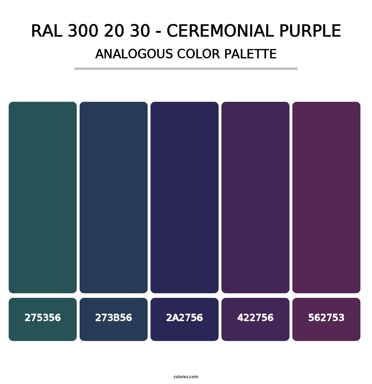 RAL 300 20 30 - Ceremonial Purple - Analogous Color Palette