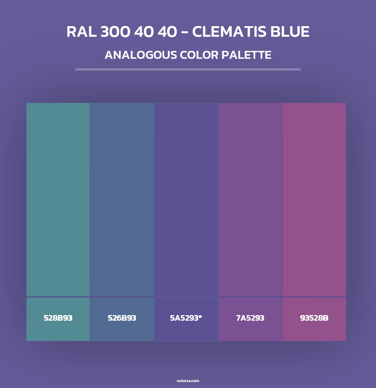 RAL 300 40 40 - Clematis Blue - Analogous Color Palette