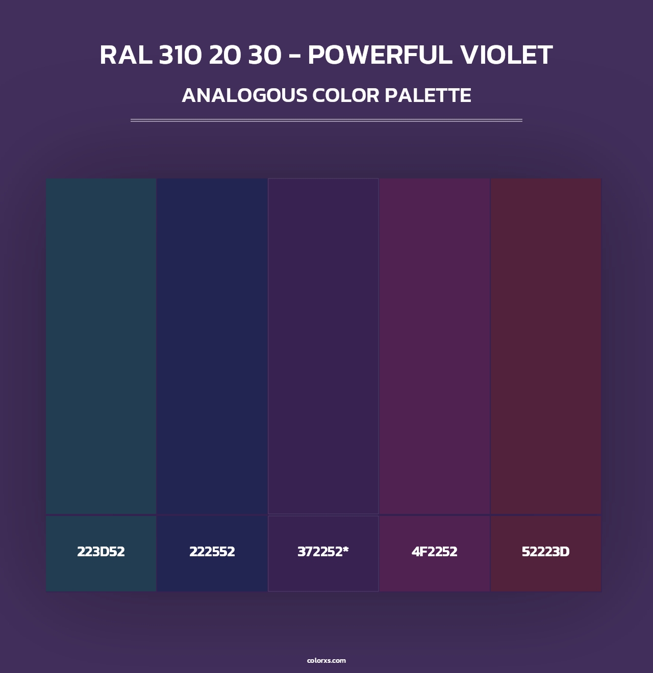 RAL 310 20 30 - Powerful Violet - Analogous Color Palette