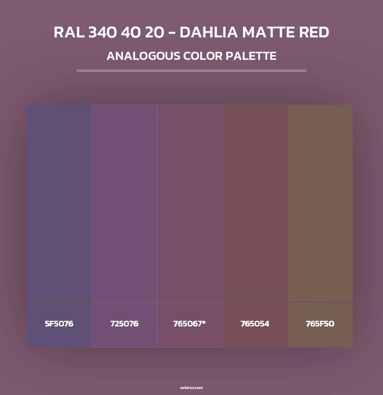 RAL 340 40 20 - Dahlia Matte Red - Analogous Color Palette