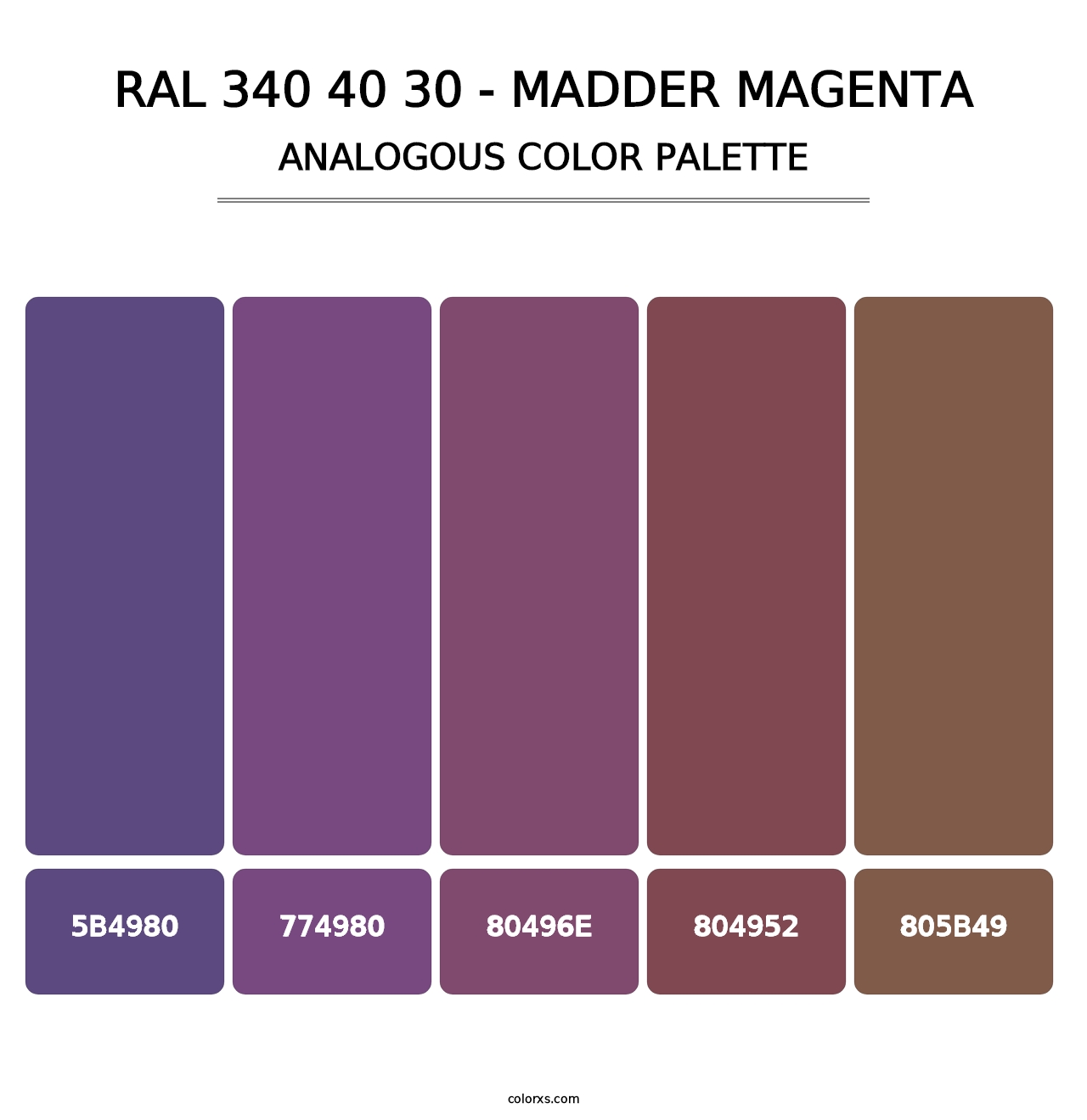 RAL 340 40 30 - Madder Magenta - Analogous Color Palette