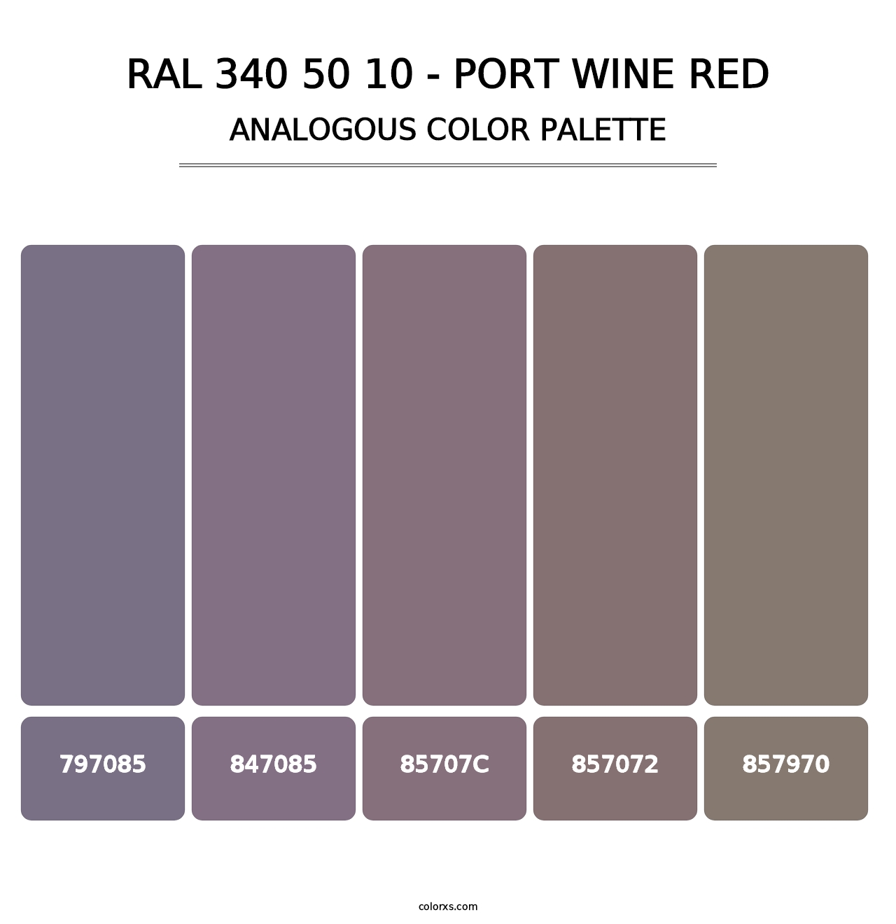 RAL 340 50 10 - Port Wine Red - Analogous Color Palette