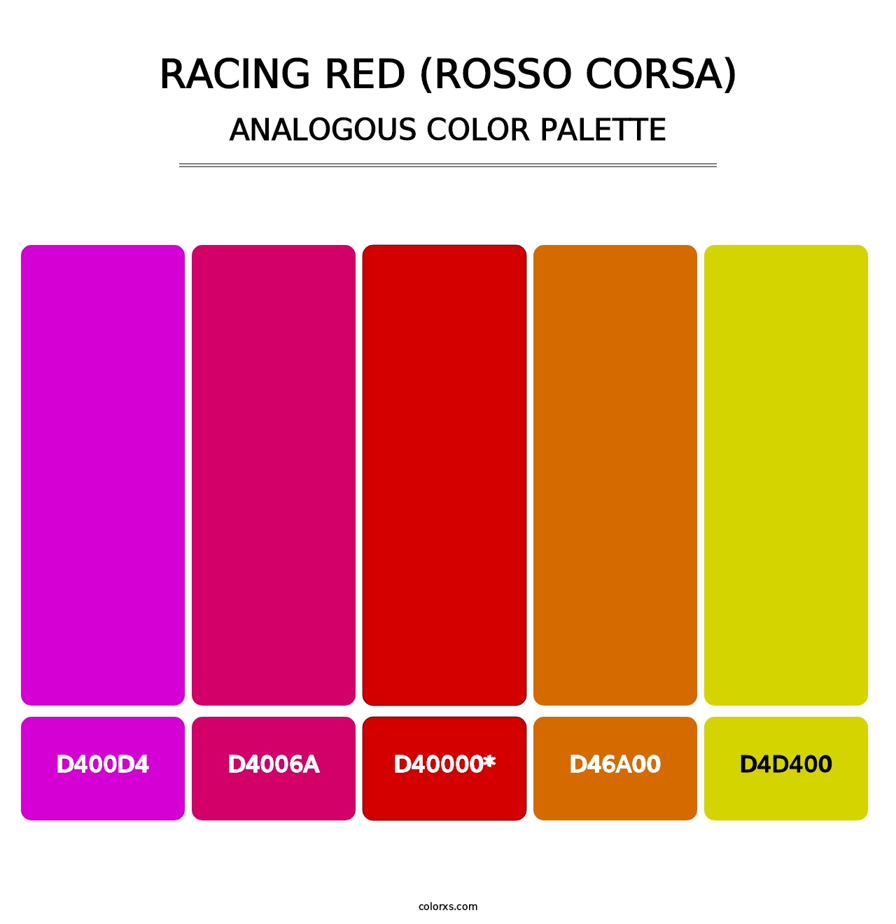Racing Red (Rosso Corsa) - Analogous Color Palette