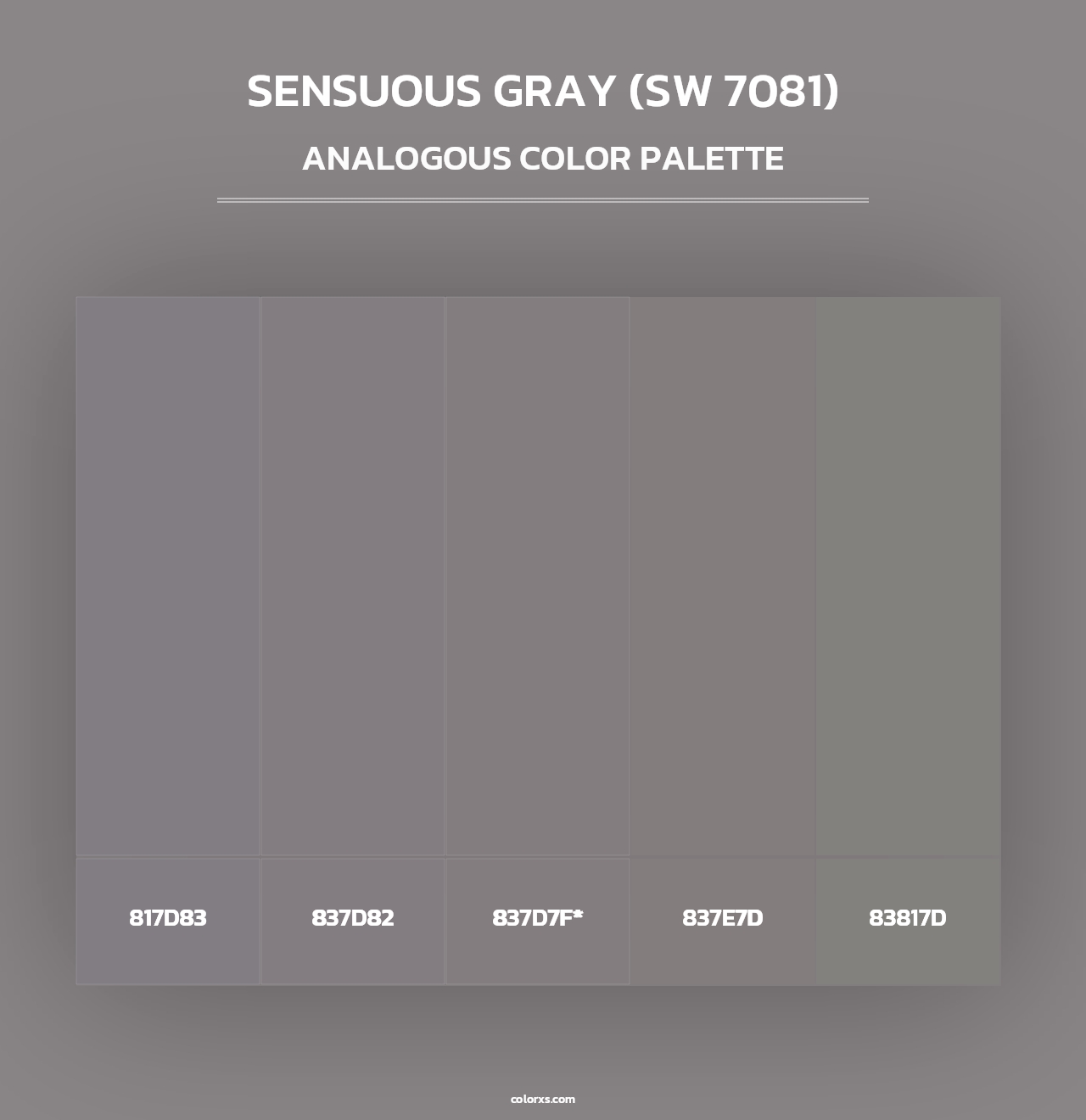 Sensuous Gray (SW 7081) - Analogous Color Palette