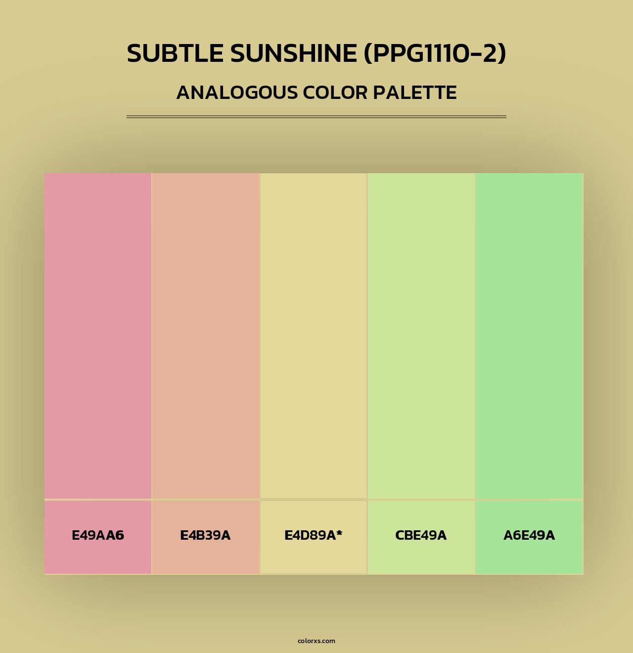 Subtle Sunshine (PPG1110-2) - Analogous Color Palette