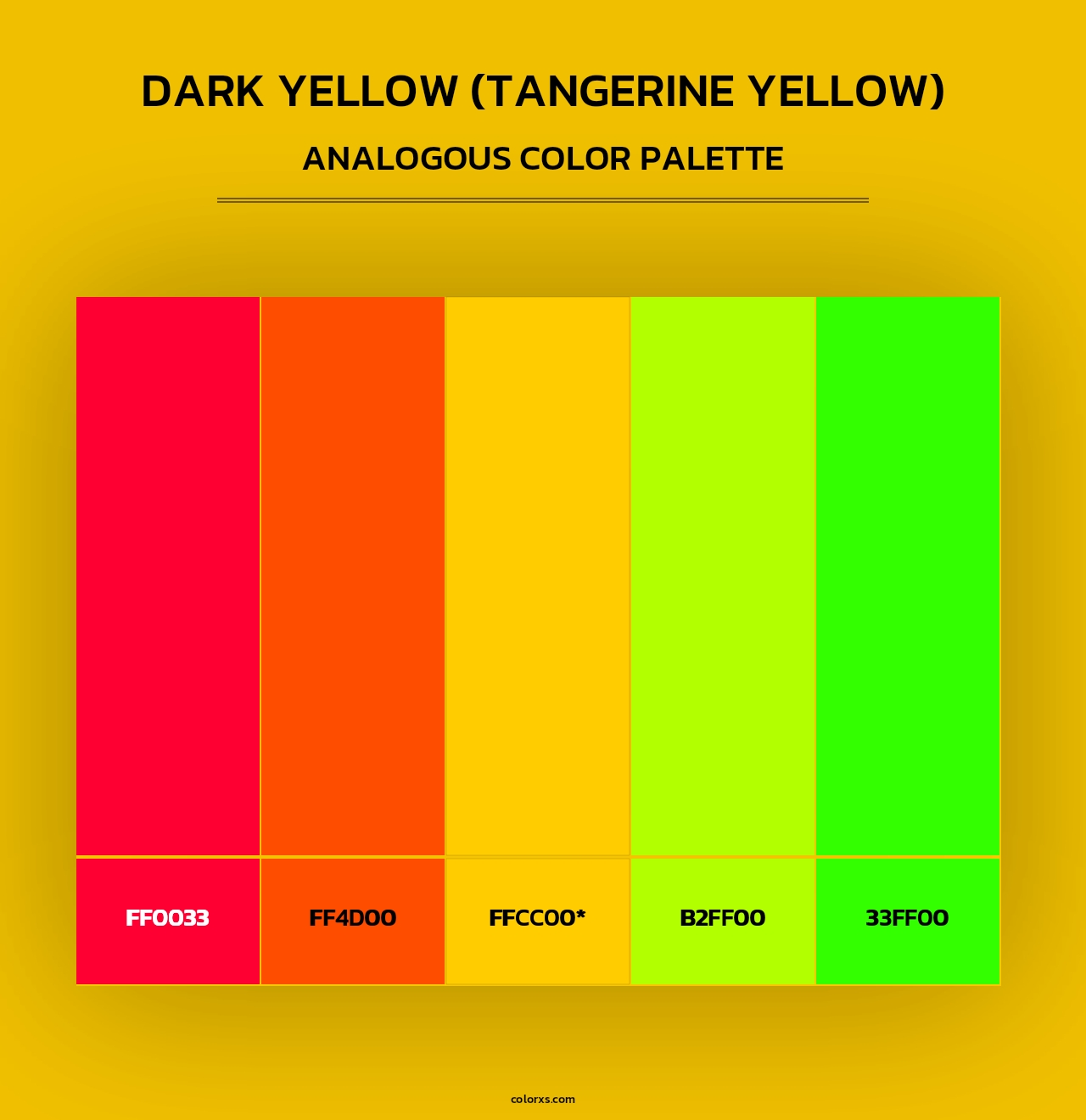 Dark Yellow (Tangerine Yellow) - Analogous Color Palette