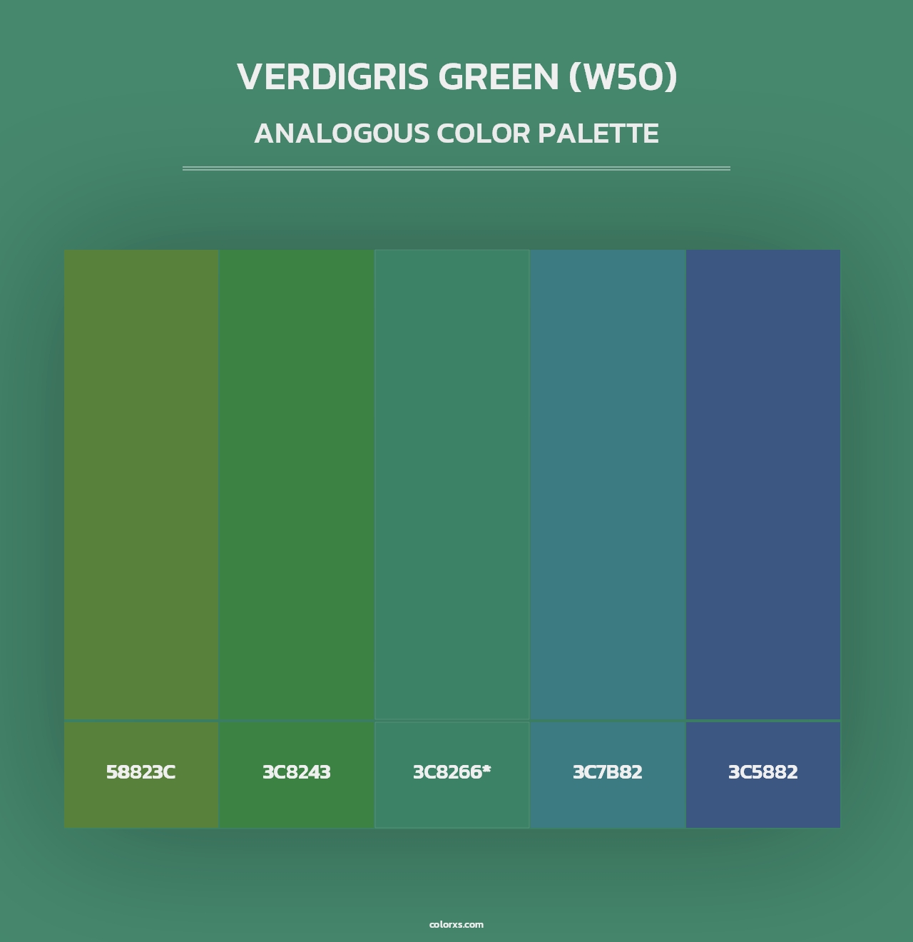Verdigris Green (W50) - Analogous Color Palette